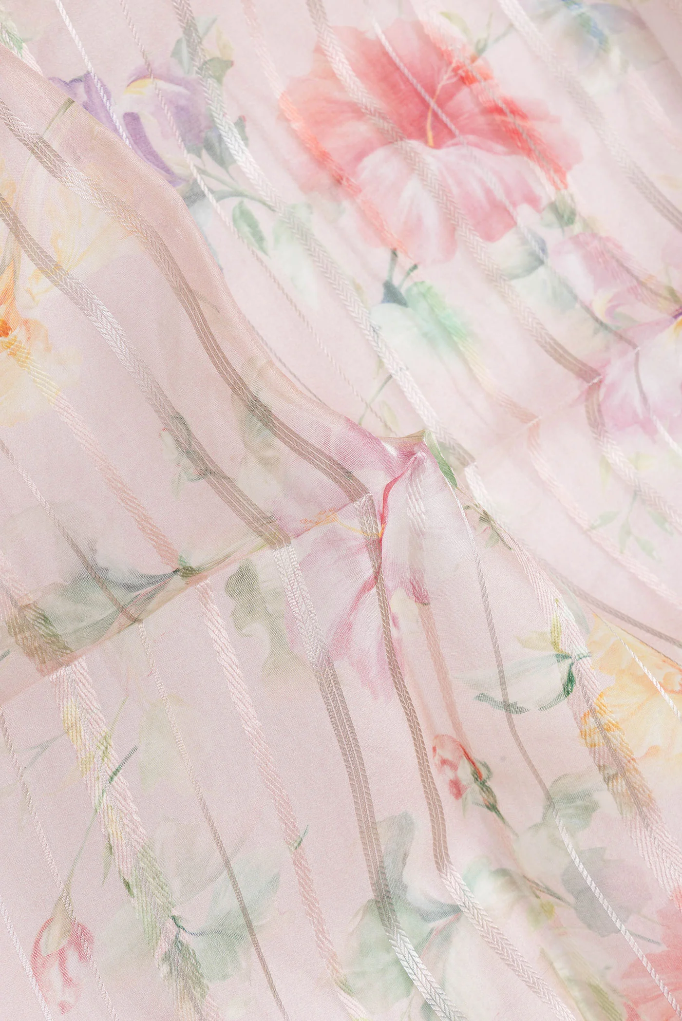 Rose Gold Organza Silk Saree - Image 2
