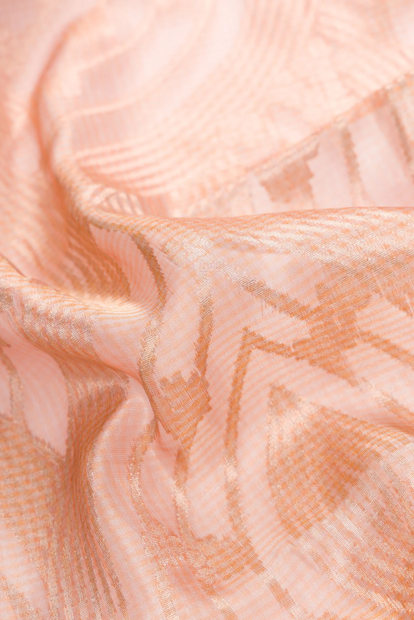 Rose Gold Dual Tone Organza Silk Saree - Image 2
