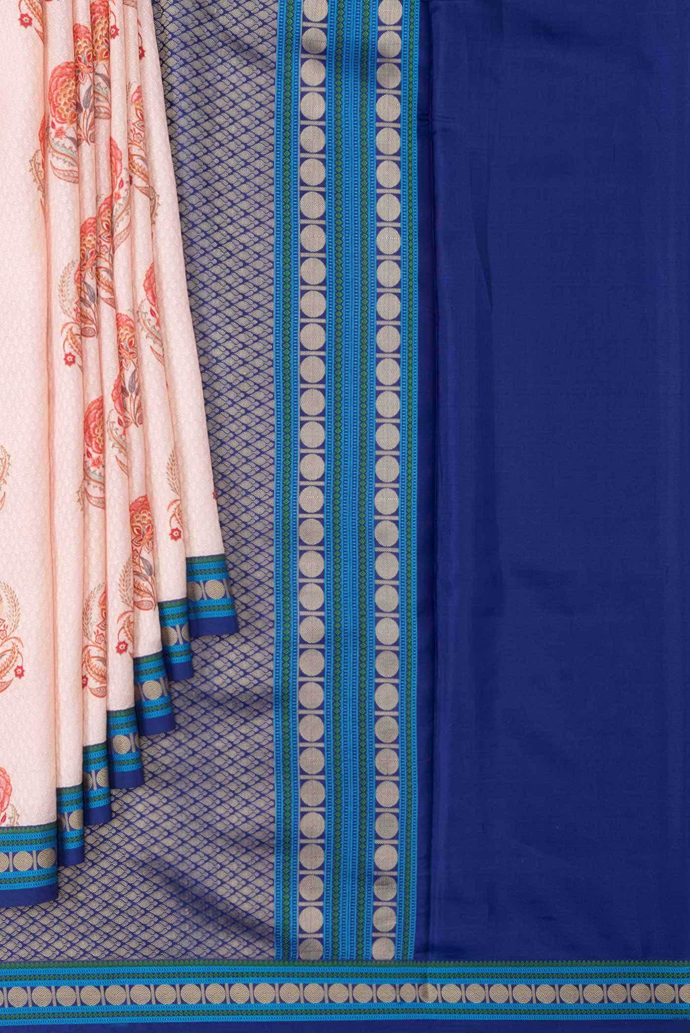Rose Gold Kanchipuram Silk Saree - Image 2