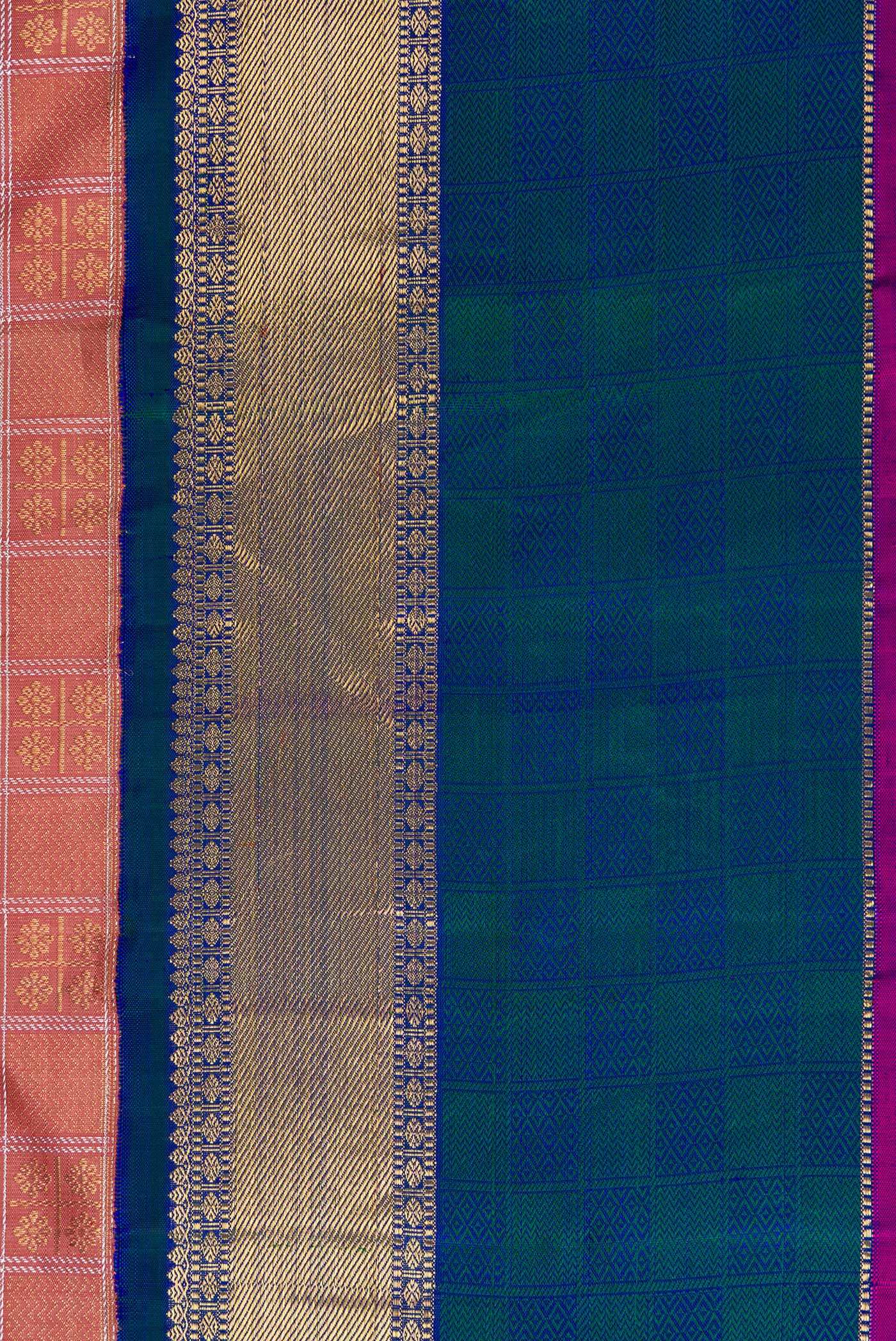 Pure Silk Pure Zari Rose Gold Kanjivaram Saree - Image 3