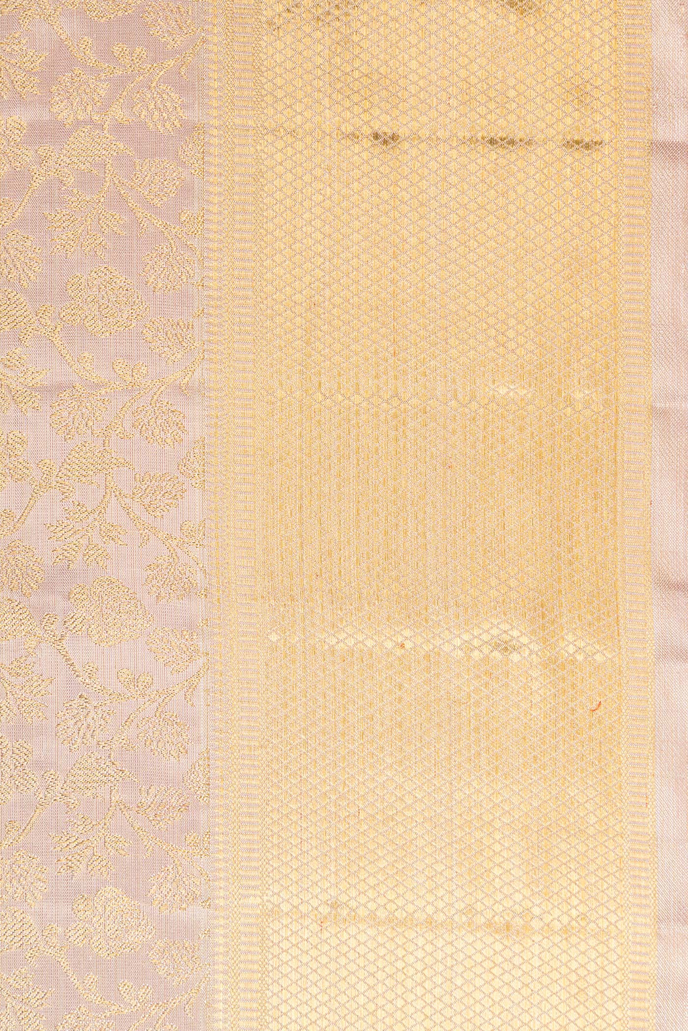 Pure Silk Pure Zari Rose Gold Kanjivaram Tissue Saree - Image 3