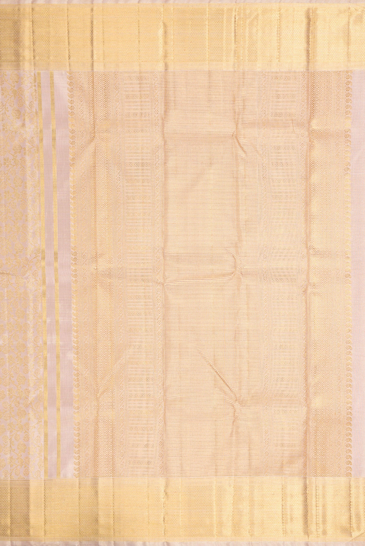 Pure Silk Pure Zari Rose Gold Kanjivaram Tissue Saree - Image 7