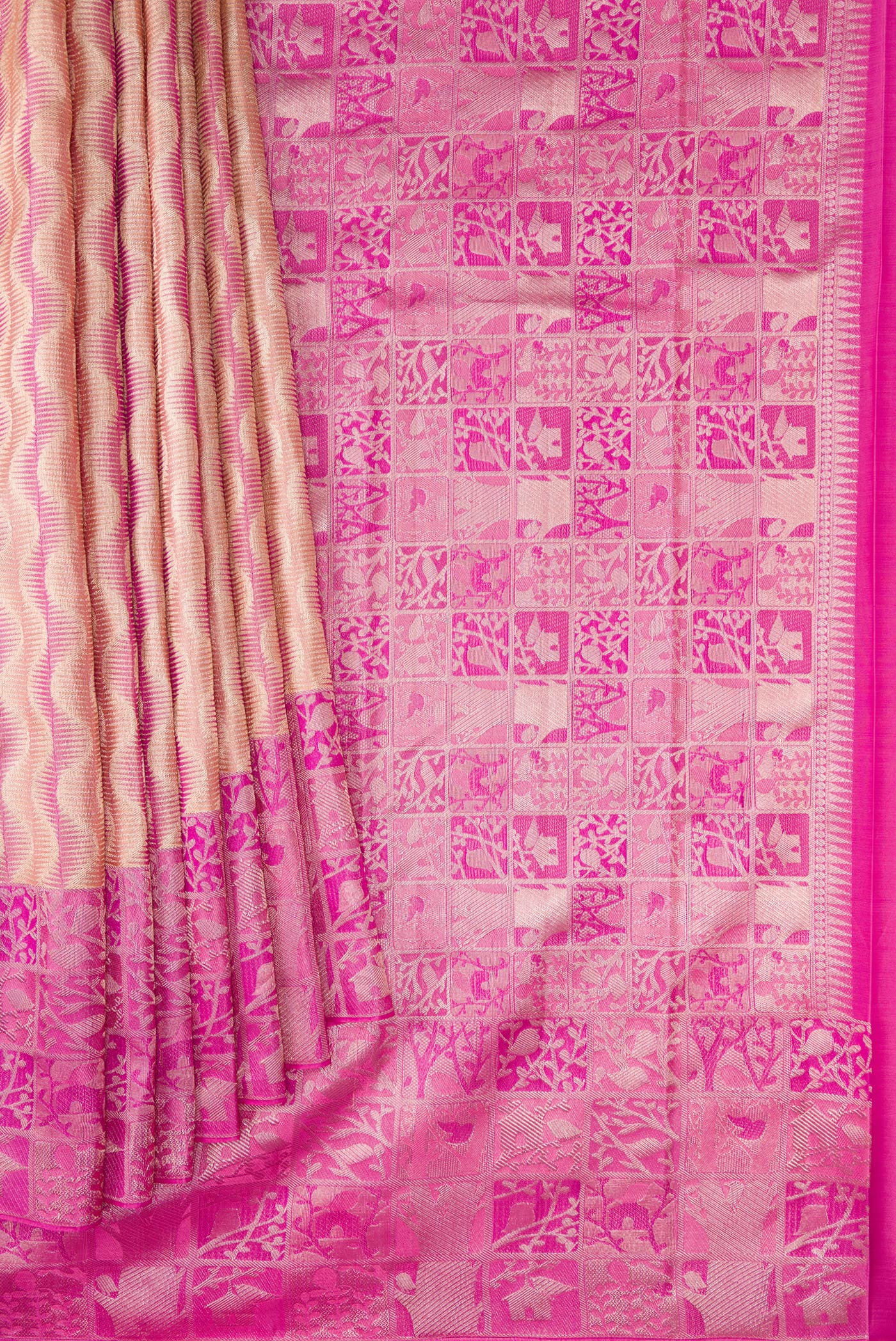 Rose Gold Kanjivaram Tissue Silk Saree - Image 4