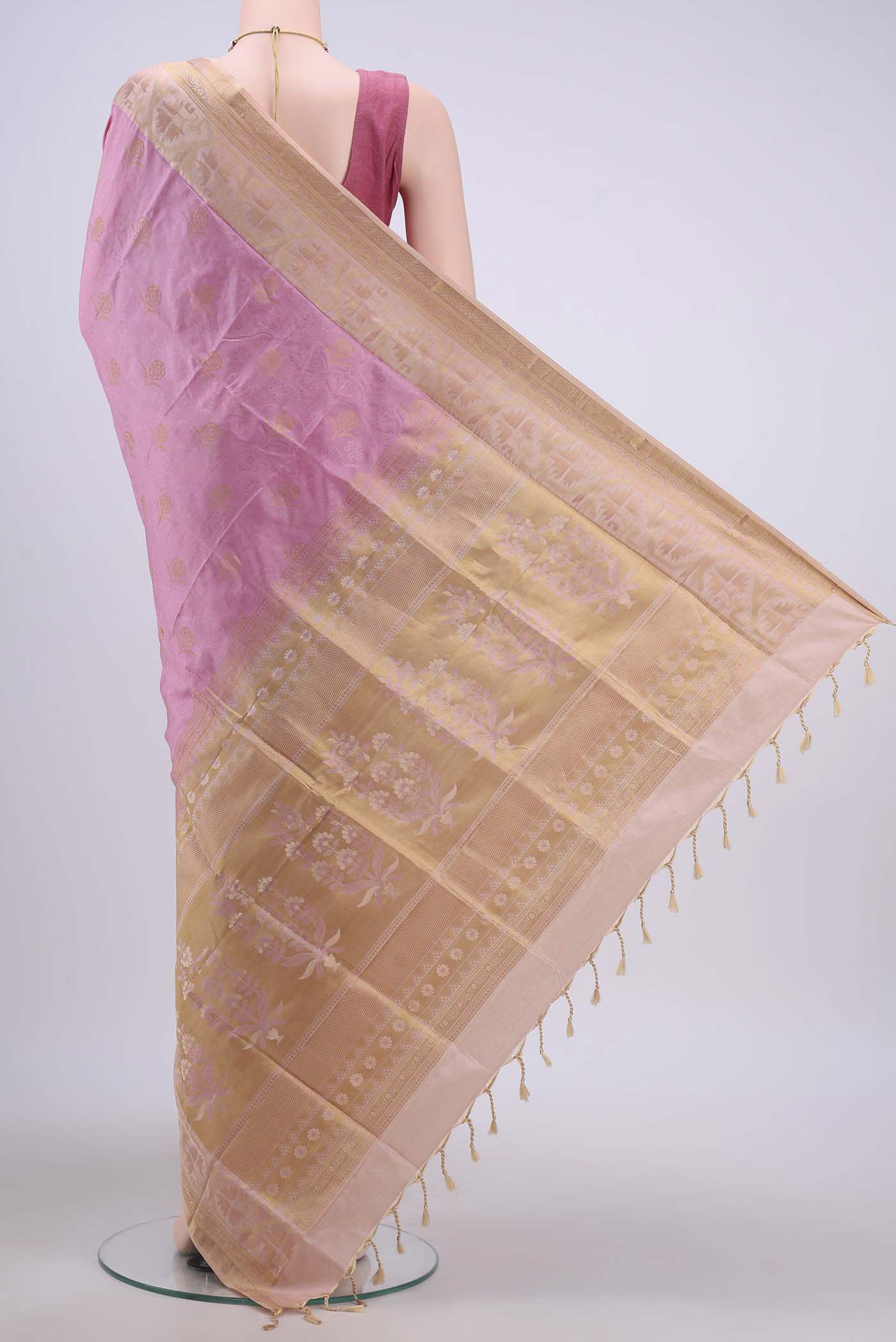 Rose Gold Soft Silk Saree - Image 3