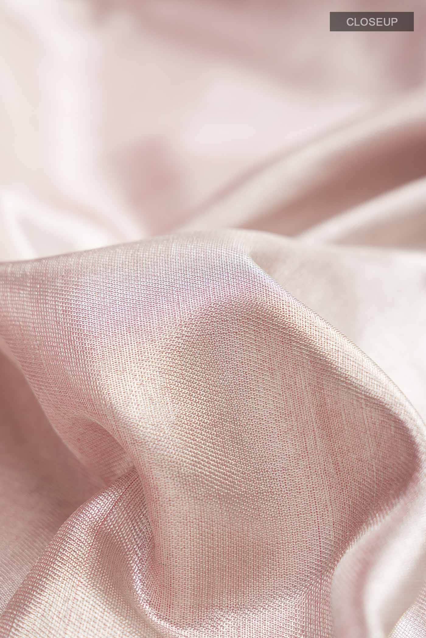 Rose Gold with Silver Dual Tone Kanjivaram Tissue Silk Saree - Image 3
