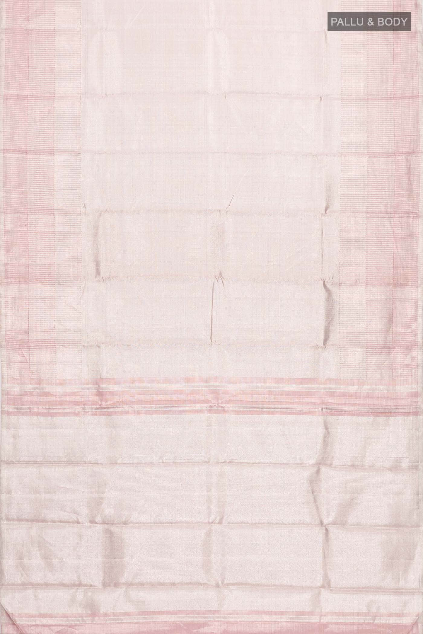 Rose Gold with Silver Dual Tone Kanjivaram Tissue Silk Saree - Image 4