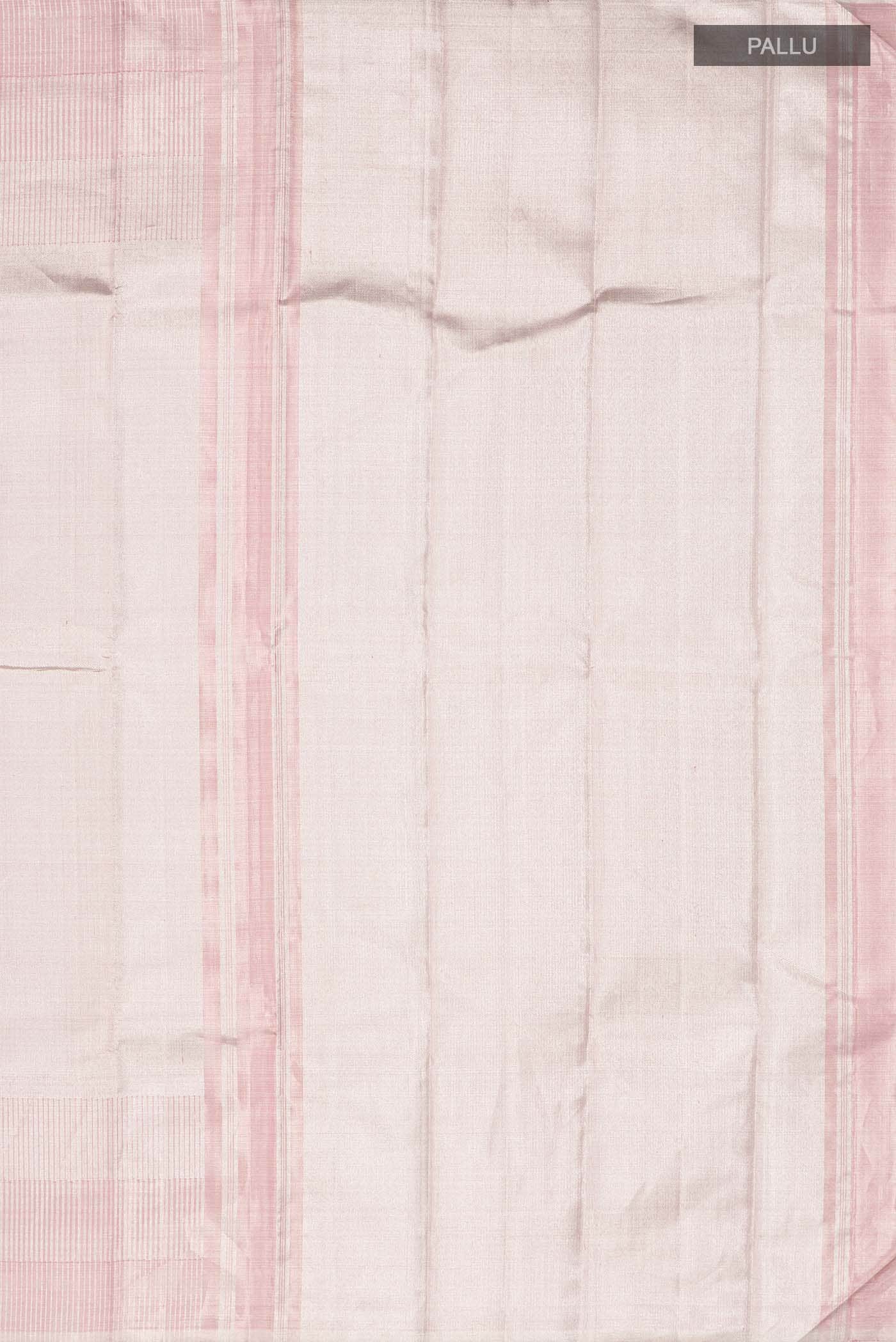 Rose Gold with Silver Dual Tone Kanjivaram Tissue Silk Saree - Image 5