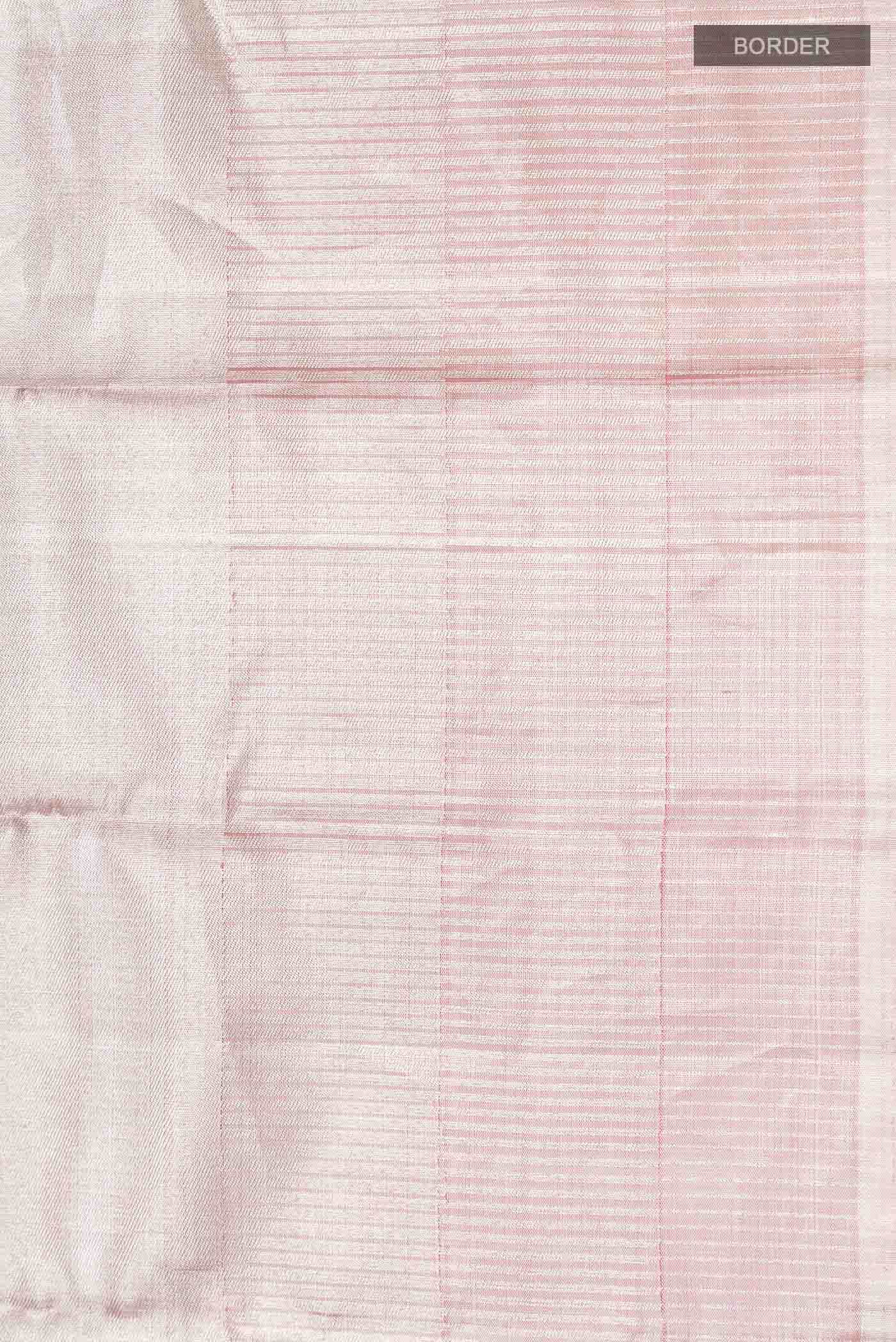 Rose Gold with Silver Dual Tone Kanjivaram Tissue Silk Saree - Image 6