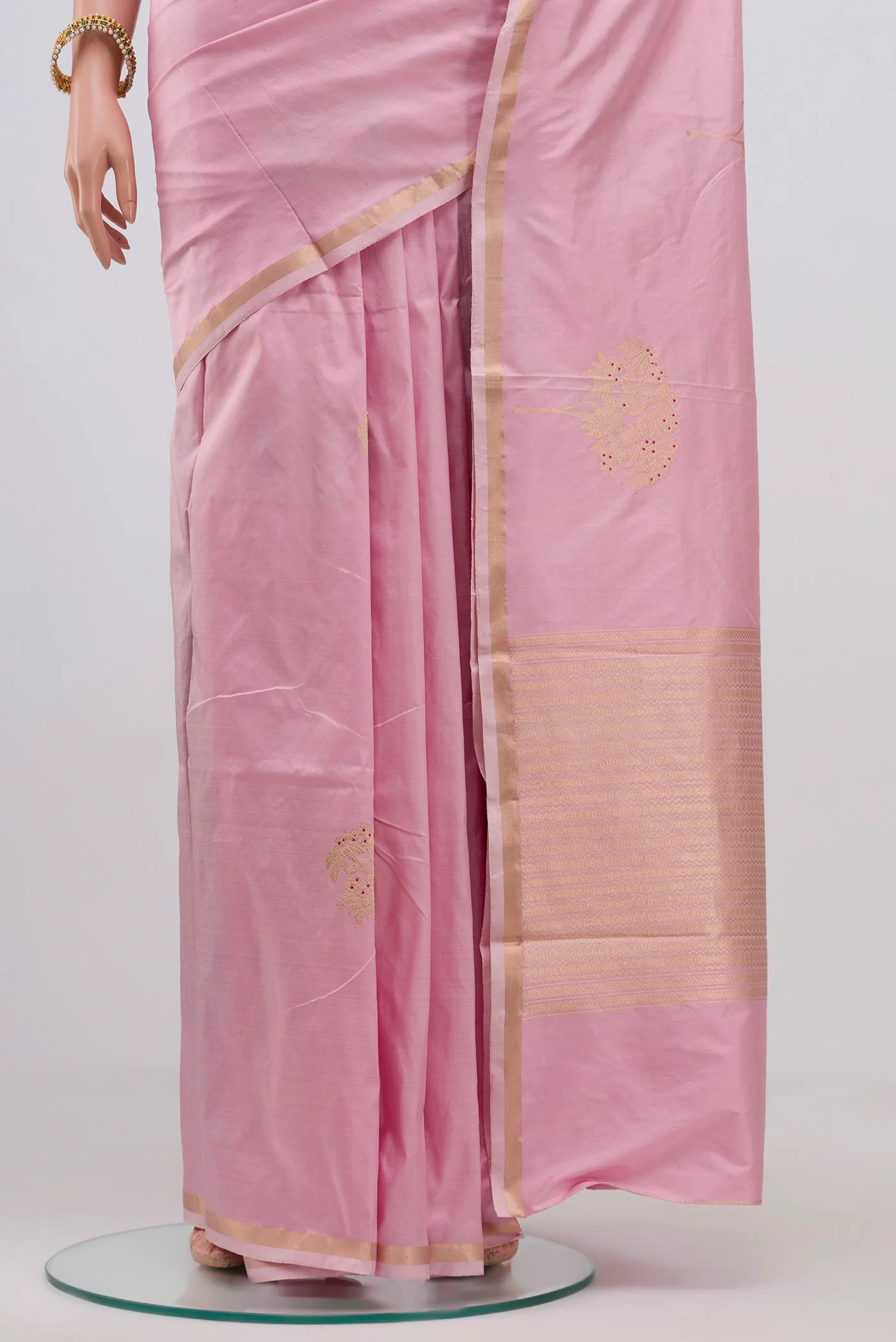 Rose pink Banarasi Katan Silk Saree - Image 3