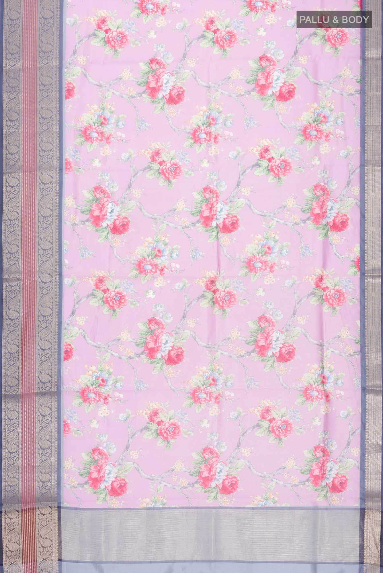 Lavender Banarasi Raw Silk Saree - Image 3