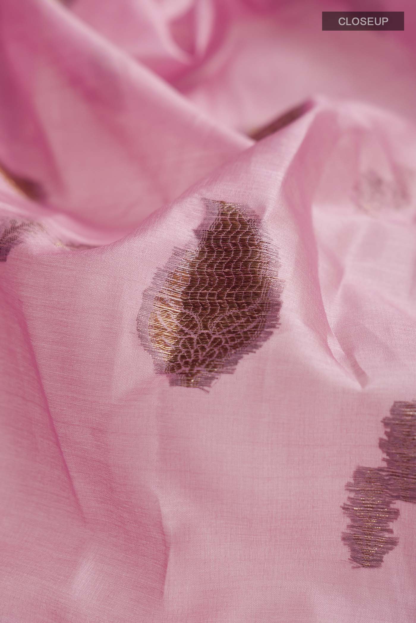 Rose pink Banarasi Tussar Silk Saree - Image 2