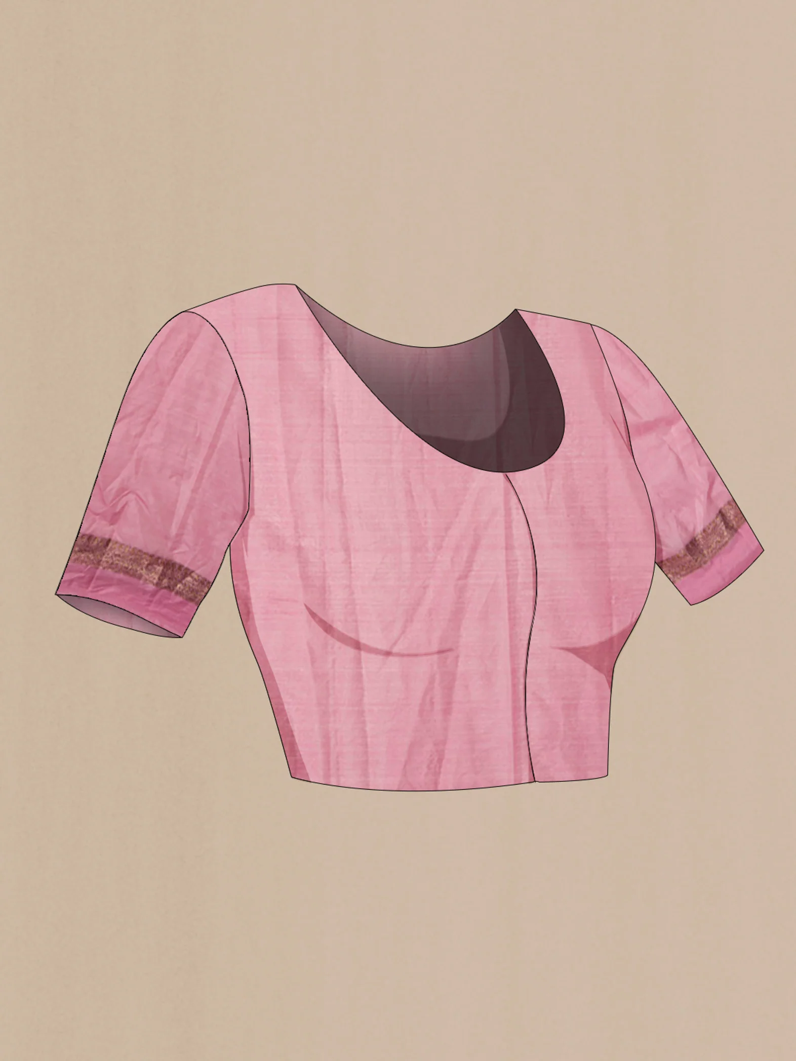 Rose pink Banarasi Tussar Silk Saree - Image 4