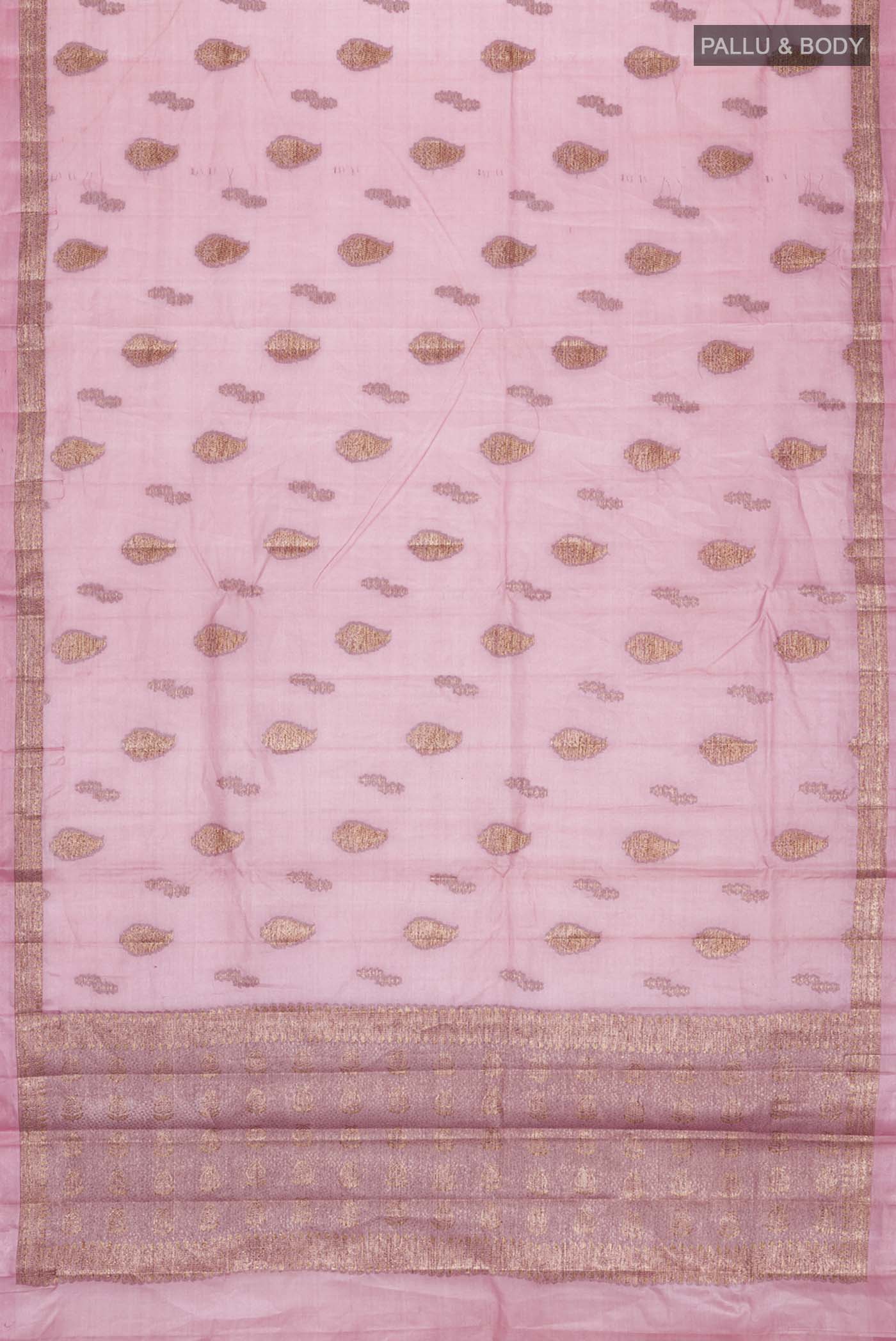 Rose pink Banarasi Tussar Silk Saree - Image 5
