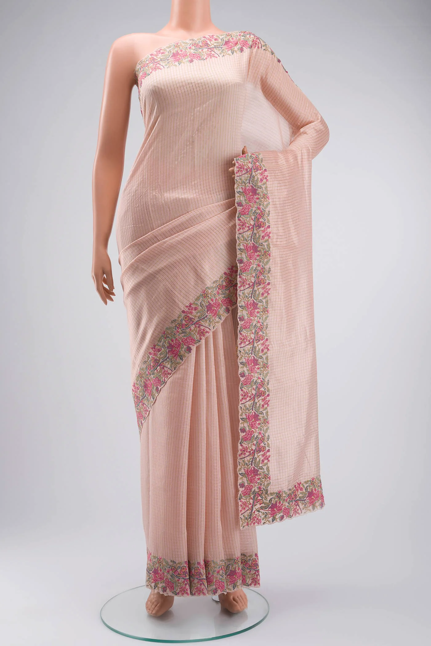 Rose pink Bhagalpuri Tussar Silk Saree