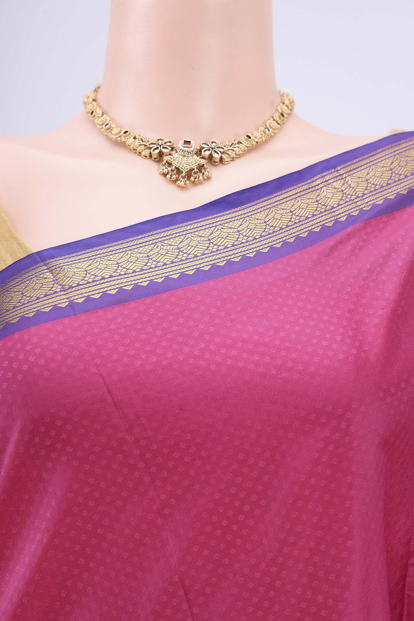 Rose pink Blended Bangalore Silk Saree - Image 2