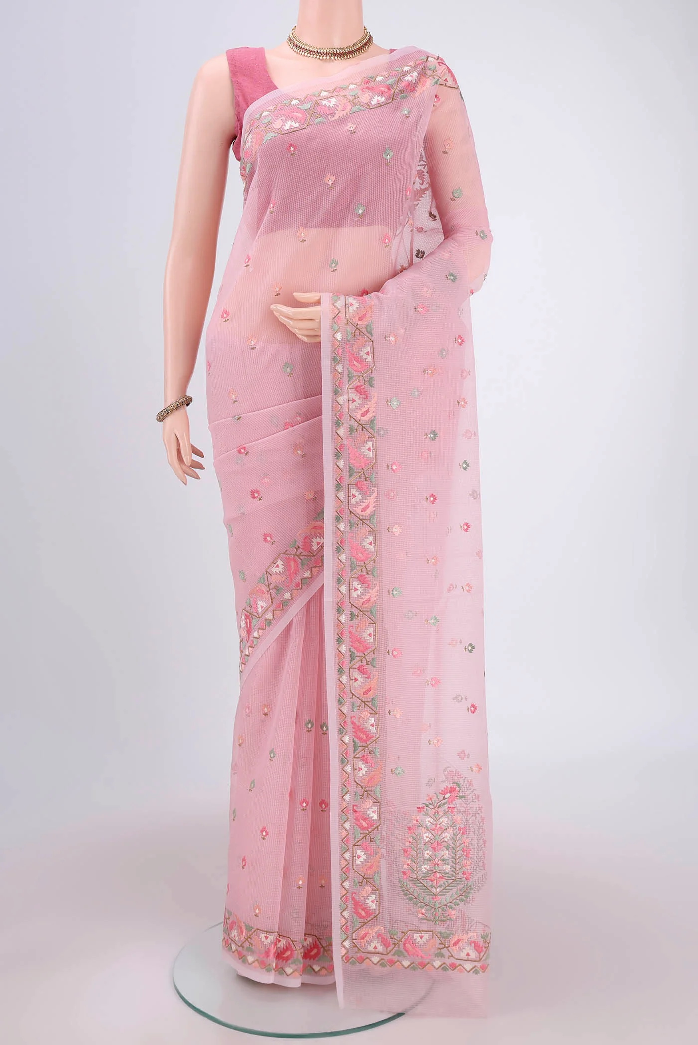 Rose pink Blended Kota Cotton Saree
