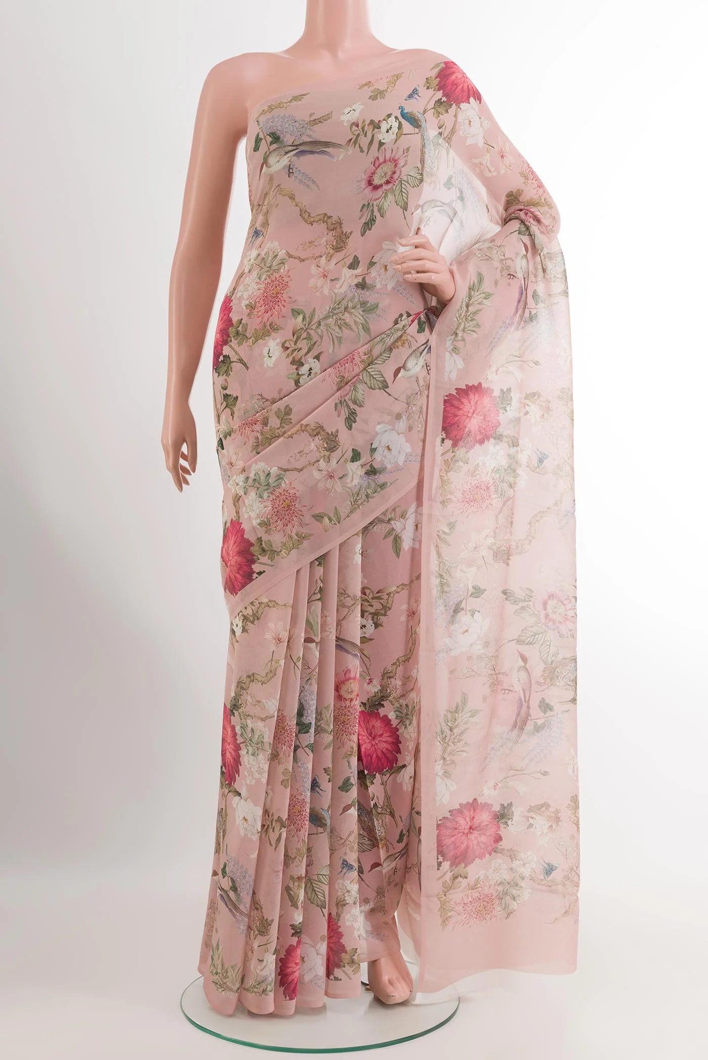 Rose Gold Mysore Chiffon Saree