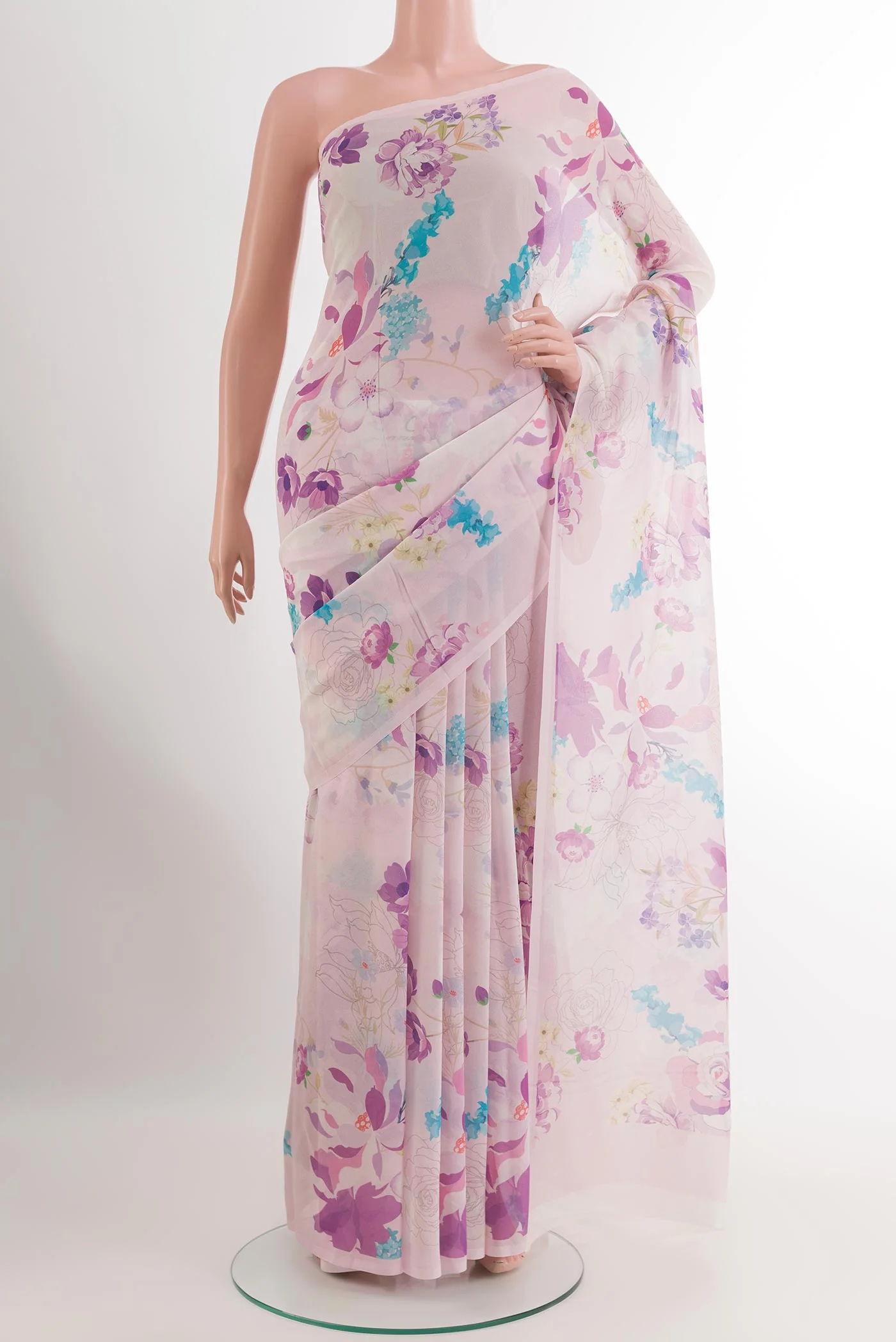 Rose pink Mysore Chiffon Saree