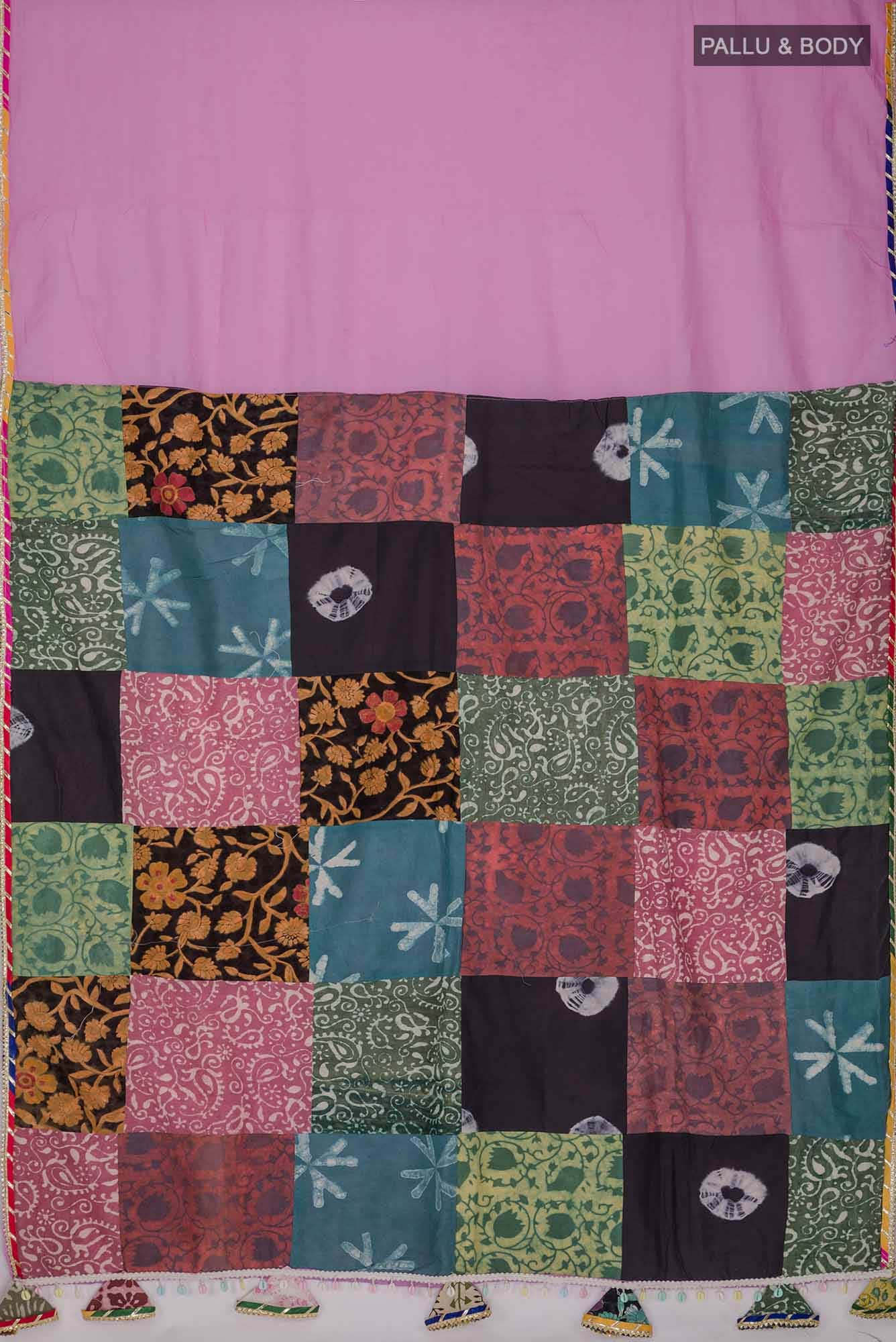 Rose pink Cotton Saree - Image 2