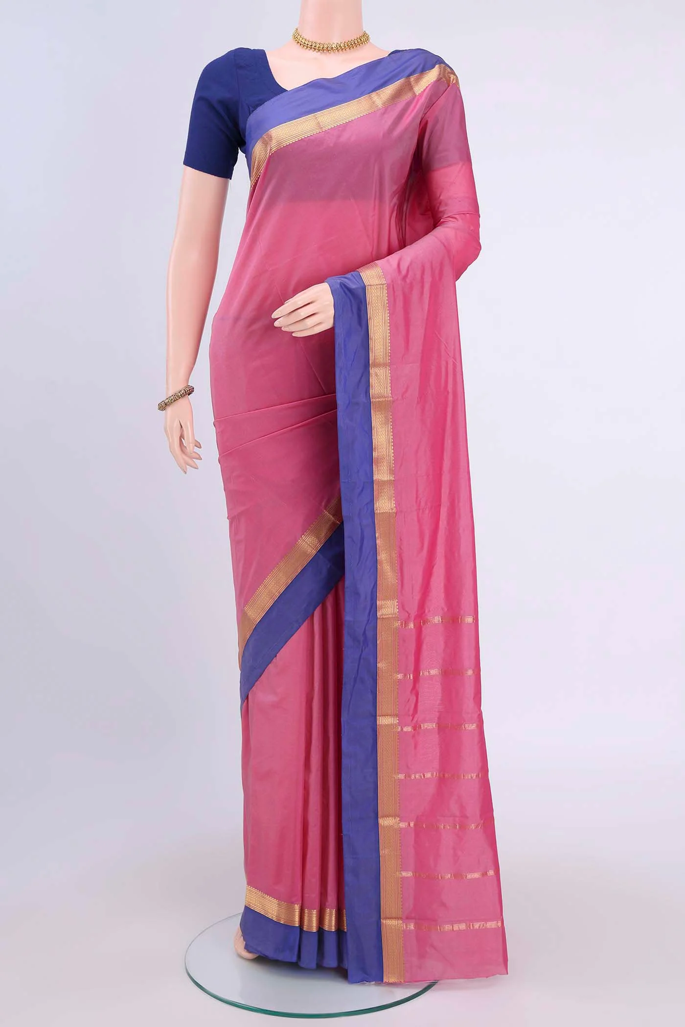 Rose pink Dual Tone Blended Bangalore Silk Saree