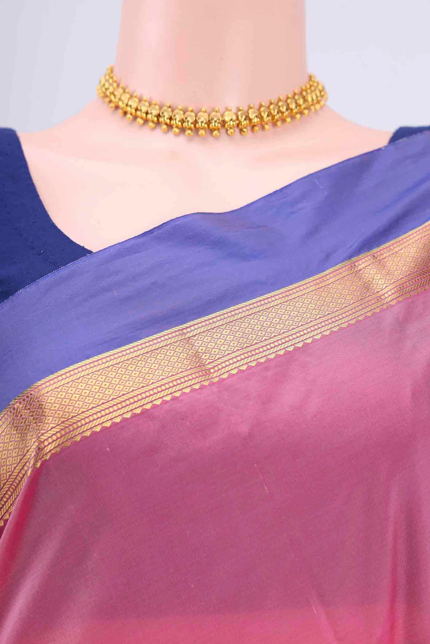 Rose pink Dual Tone Blended Bangalore Silk Saree - Image 2