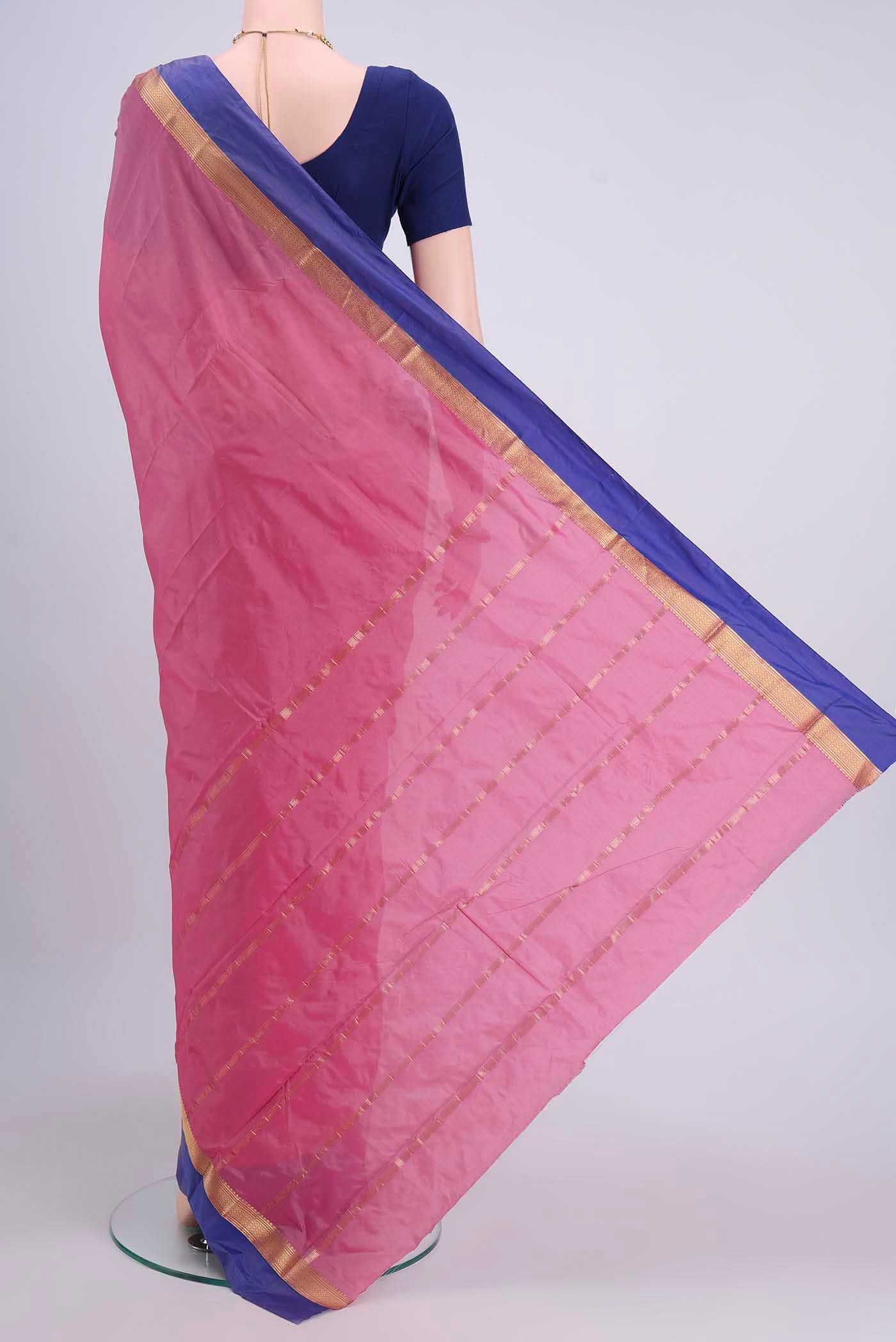 Rose pink Dual Tone Blended Bangalore Silk Saree - Image 3