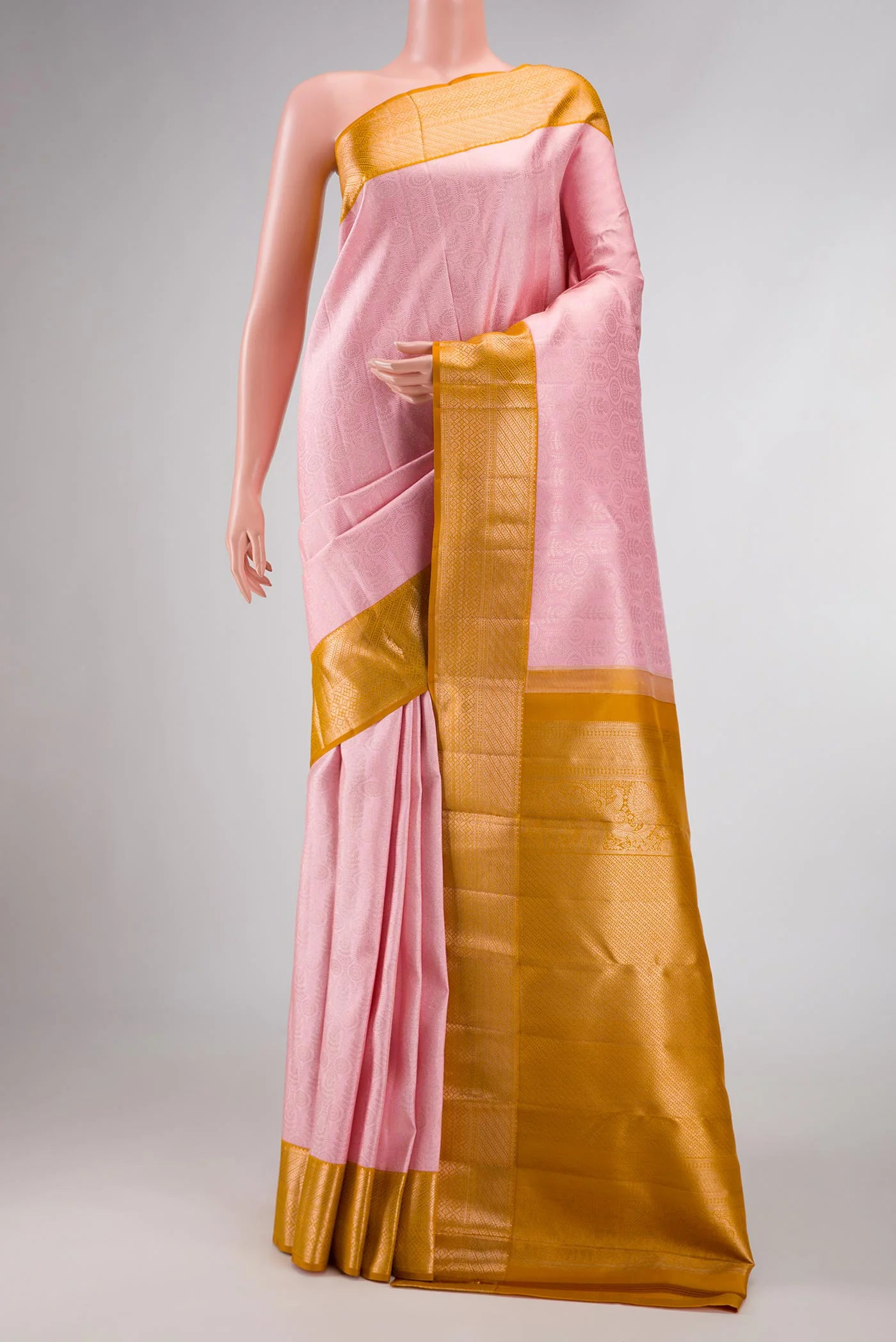 Rose pink Dual Tone Kanjivaram Silk Saree