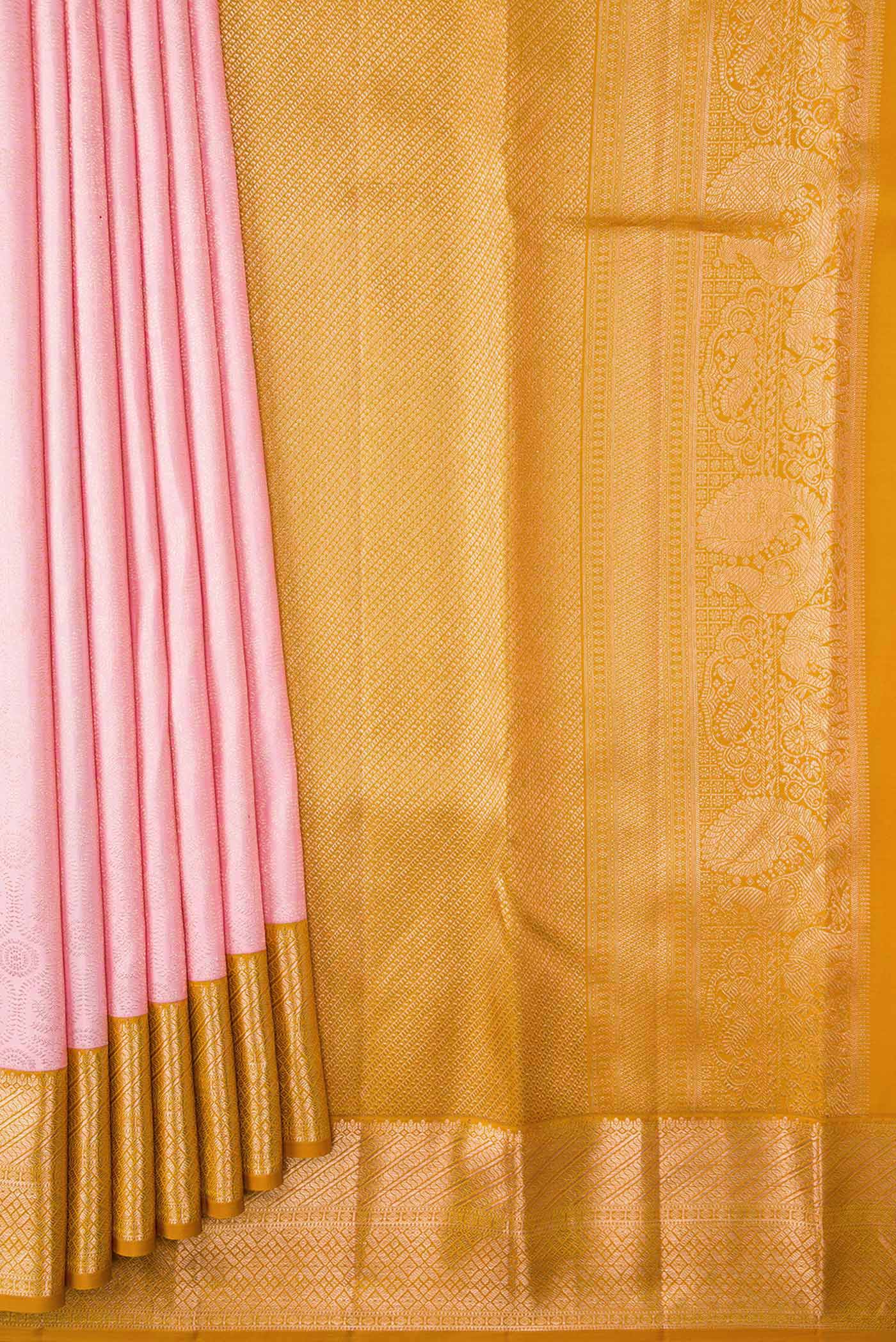 Rose pink Dual Tone Kanjivaram Silk Saree - Image 4