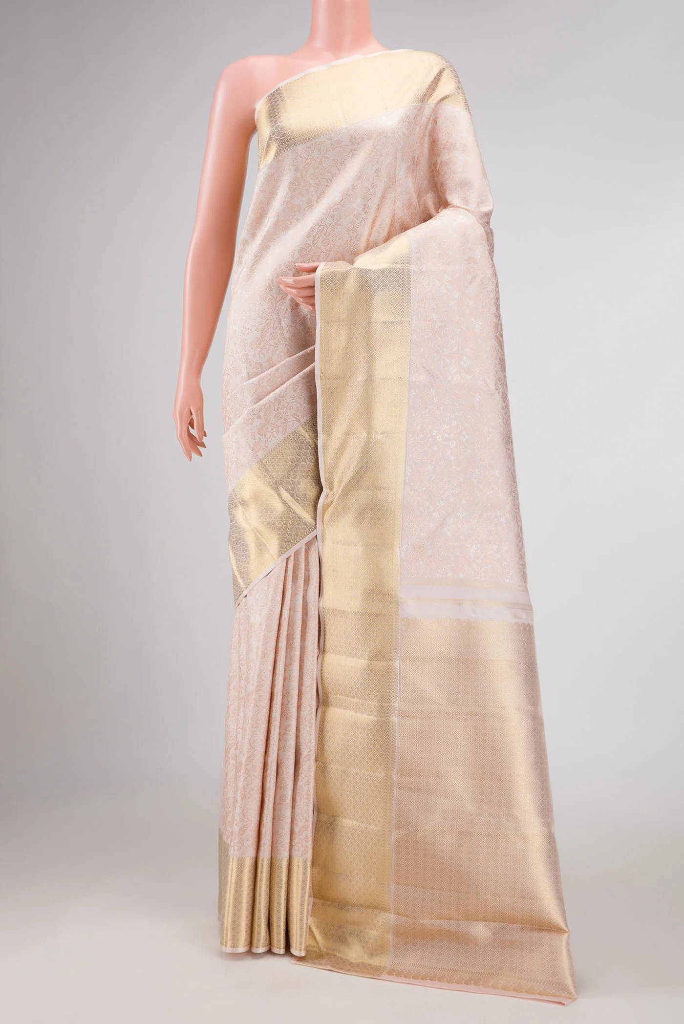 Pure Silk Pure Zari Rose pink Kanjivaram Saree