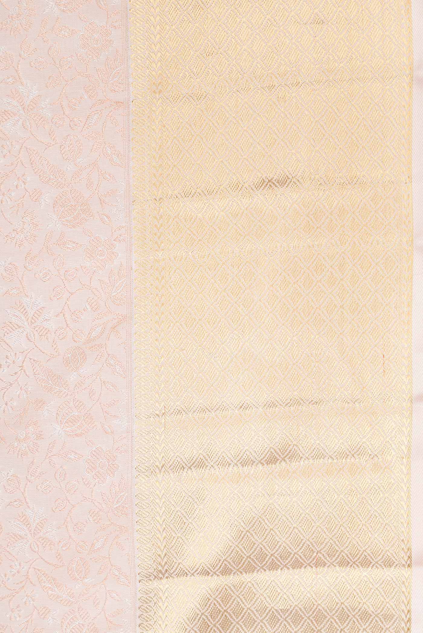 Pure Silk Pure Zari Rose pink Kanjivaram Saree - Image 3