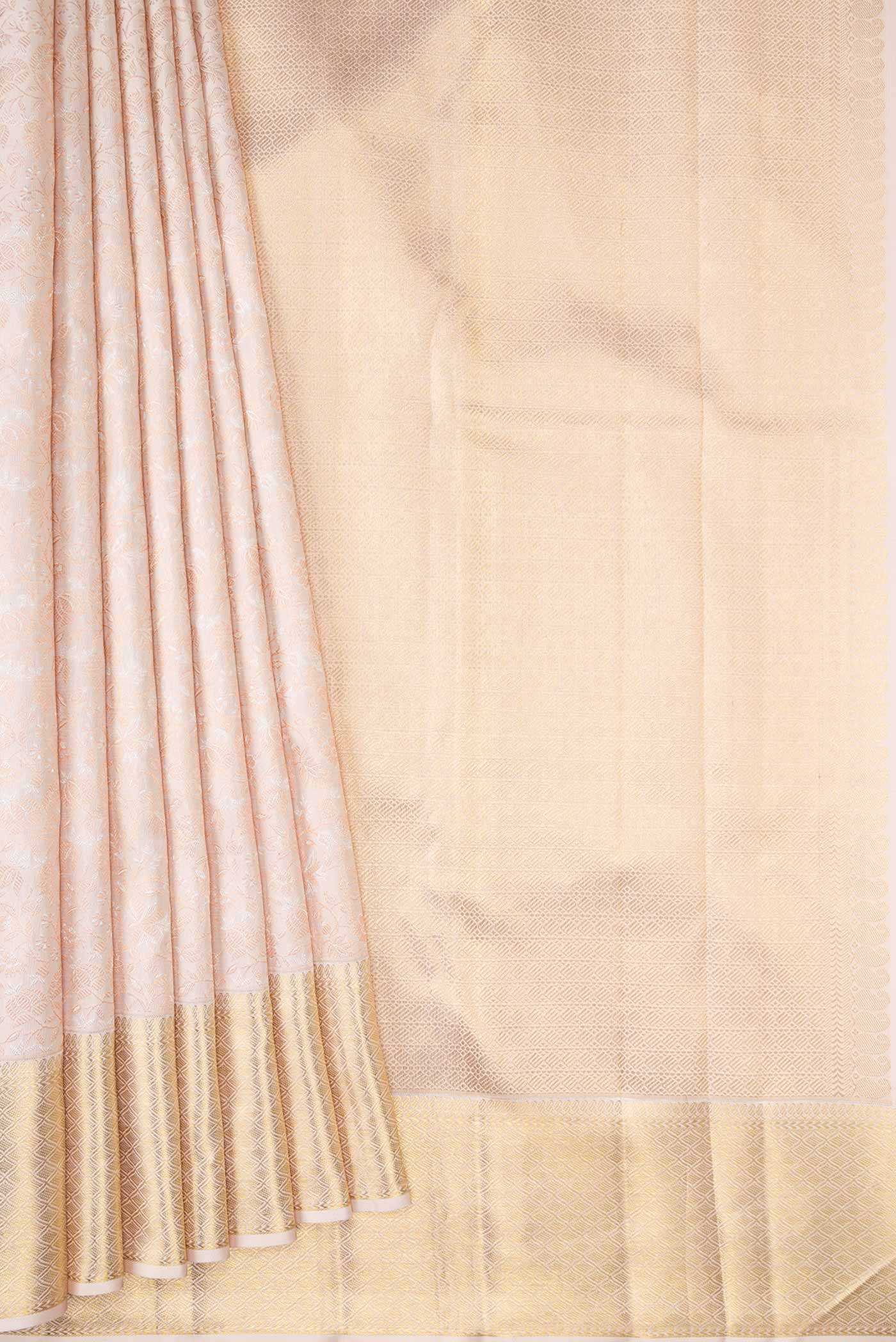 Pure Silk Pure Zari Rose pink Kanjivaram Saree - Image 4