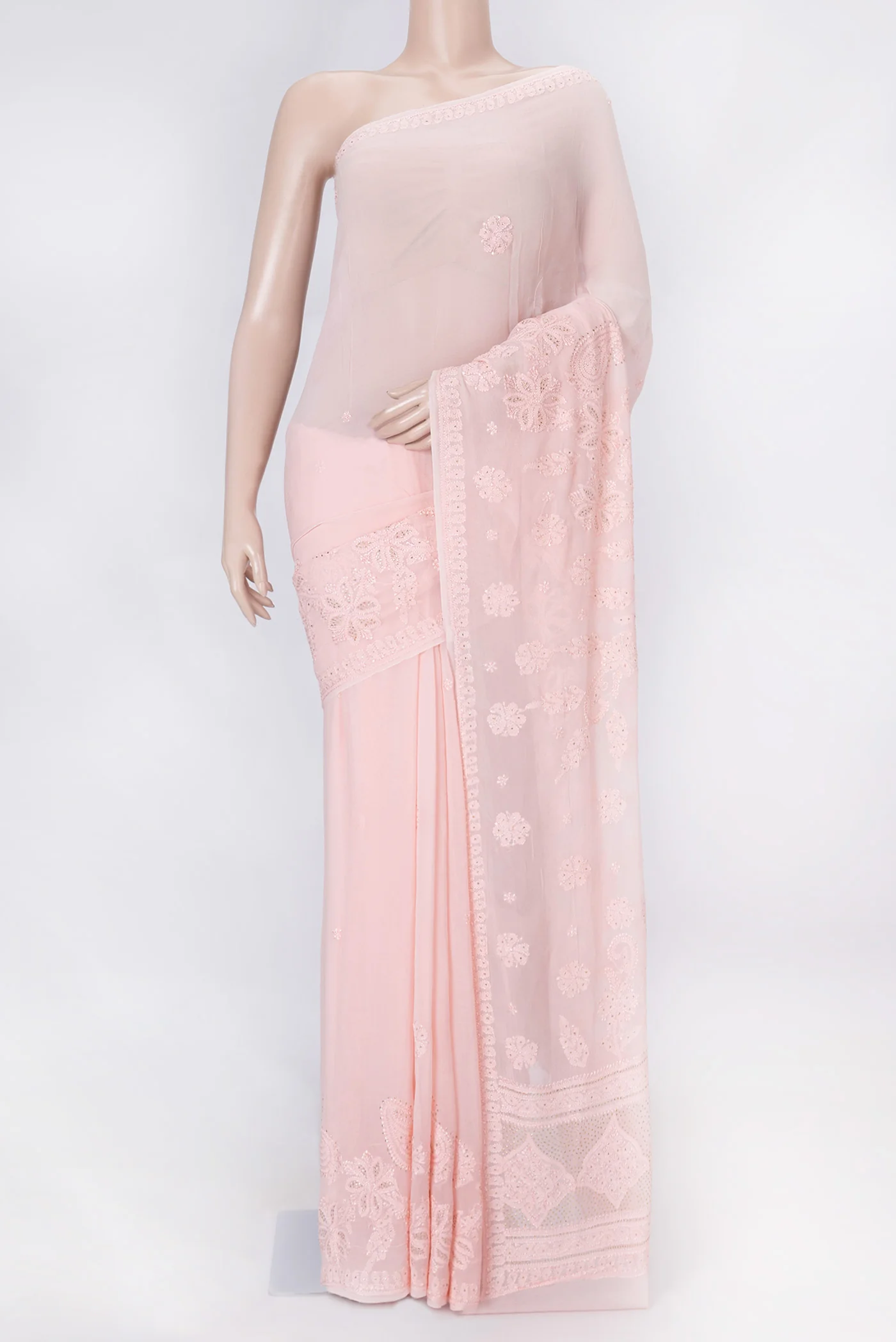Rose pink Dual Tone Mysore Georgette Saree