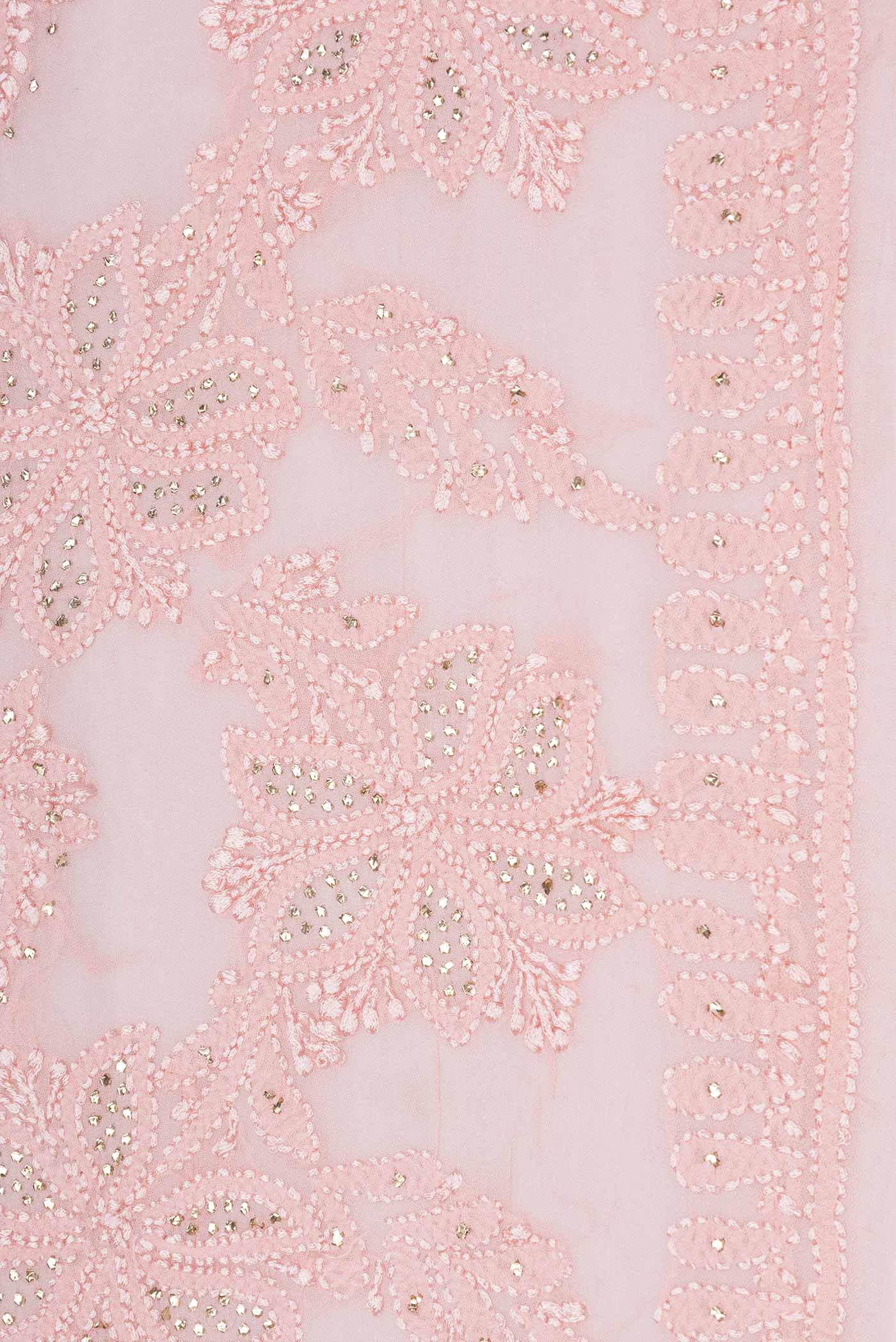 Rose pink Dual Tone Mysore Georgette Saree - Image 3