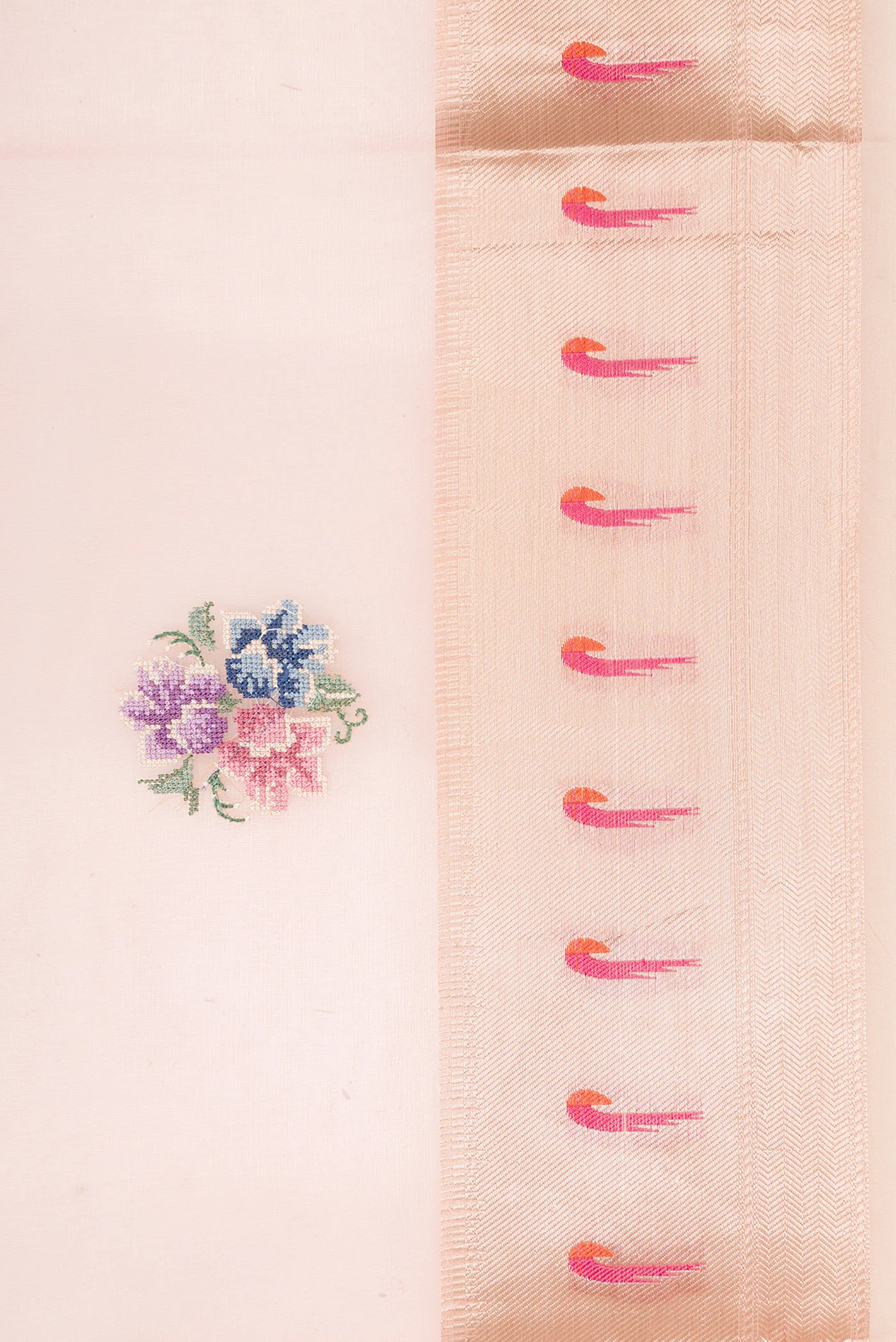 Rose pink Organza Silk Saree - Image 3