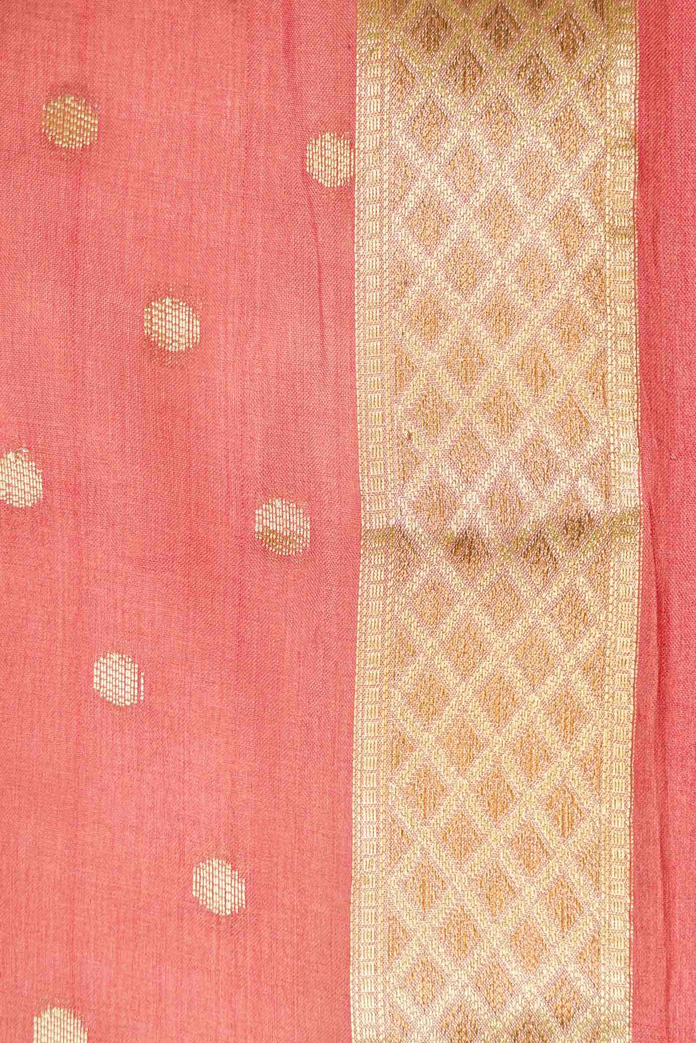 Rose pink Dual Tone Tussar Silk Saree - Image 3