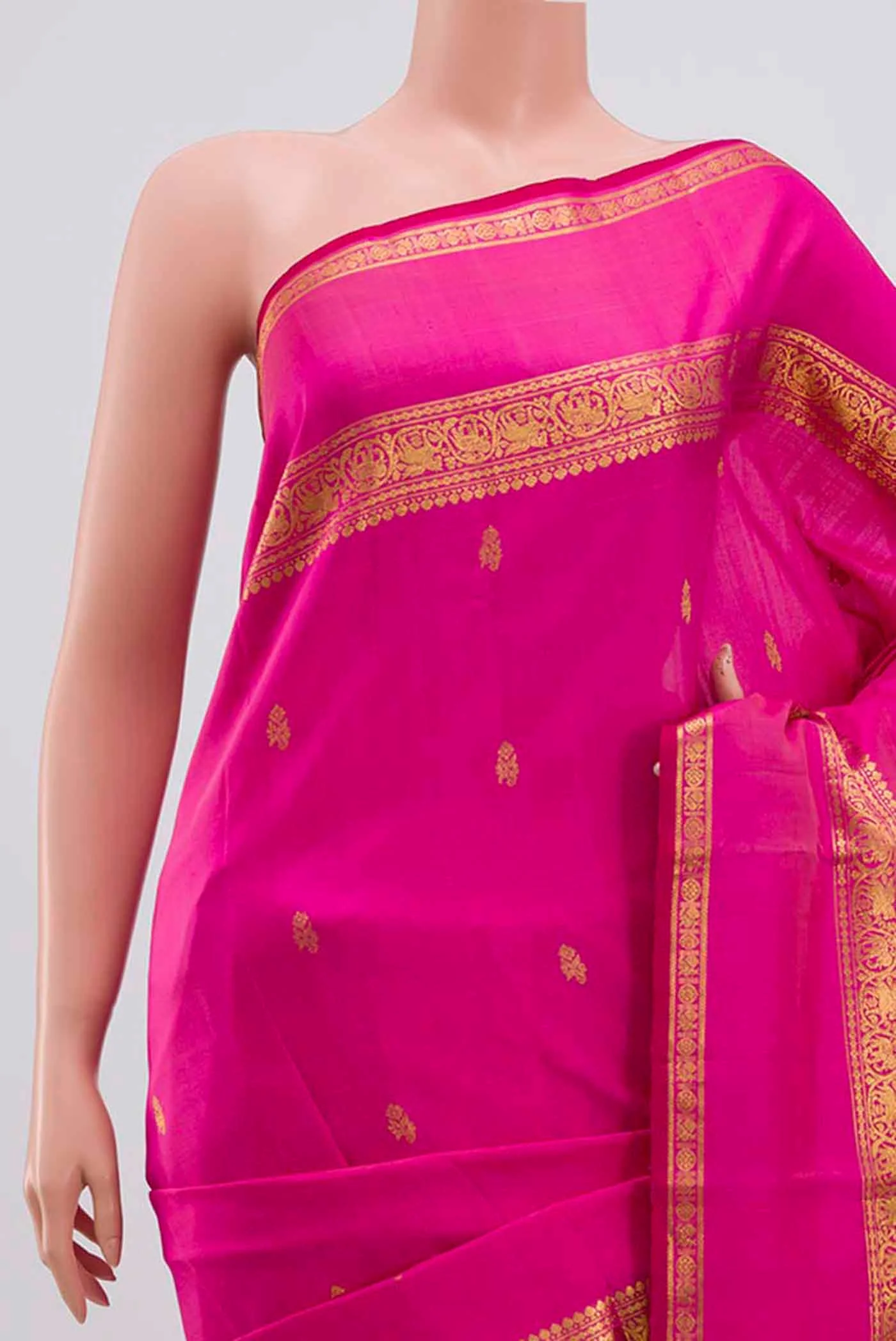 Rose pink Kanchipuram Silk Saree - Image 2