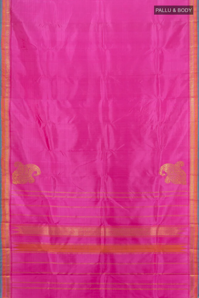 Rose pink Kanchipuram Silk Saree - Image 5