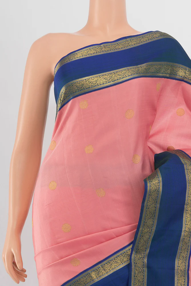 Rose pink Kanchipuram Silk Saree - Image 2