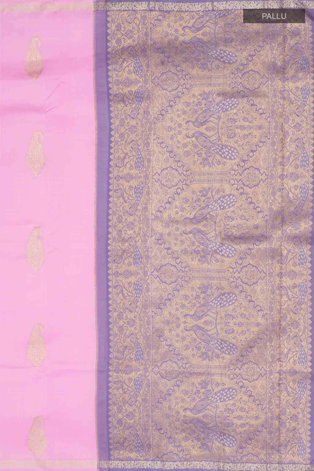 Rose pink Kanjivaram Silk Saree - Image 5