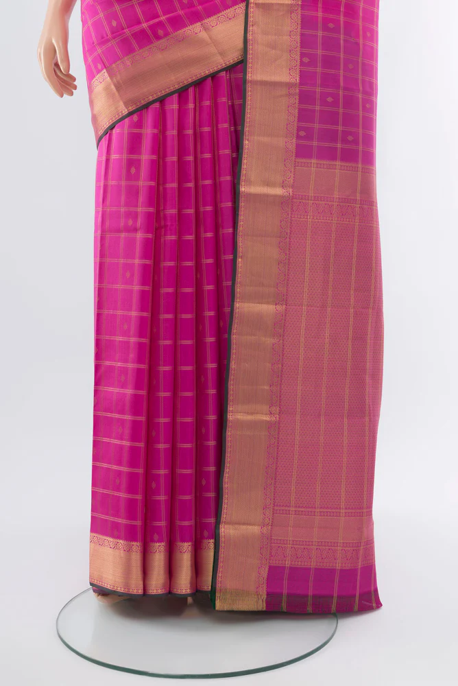 Rose pink Kanchipuram Silk Saree - Image 3