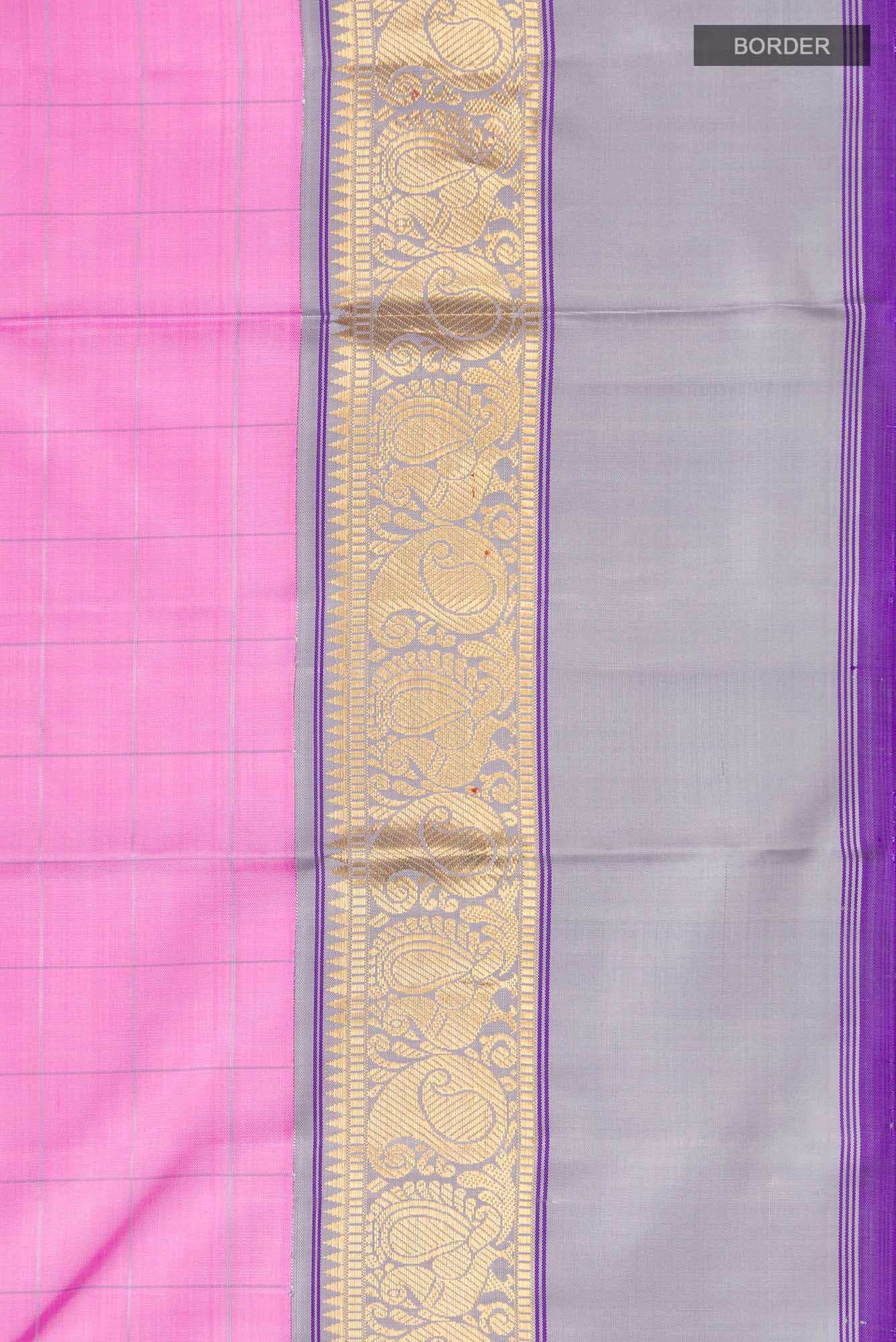 Rose pink Kanjivaram Silk Saree - Image 5