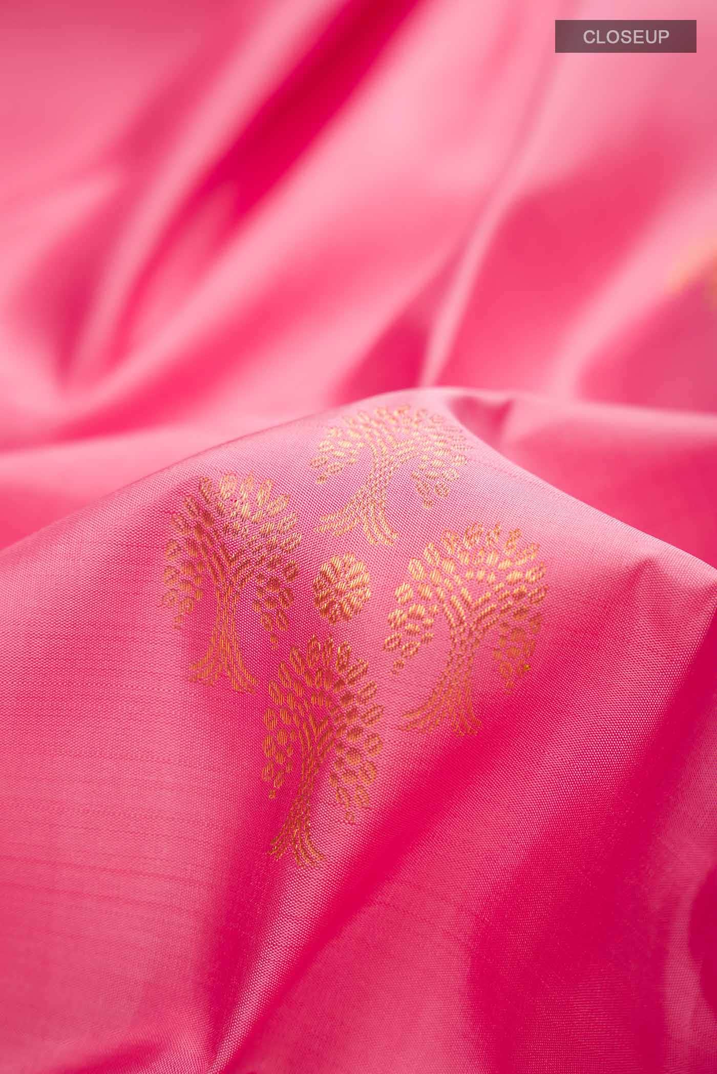 Rose pink Kanchipuram Silk Saree - Image 3