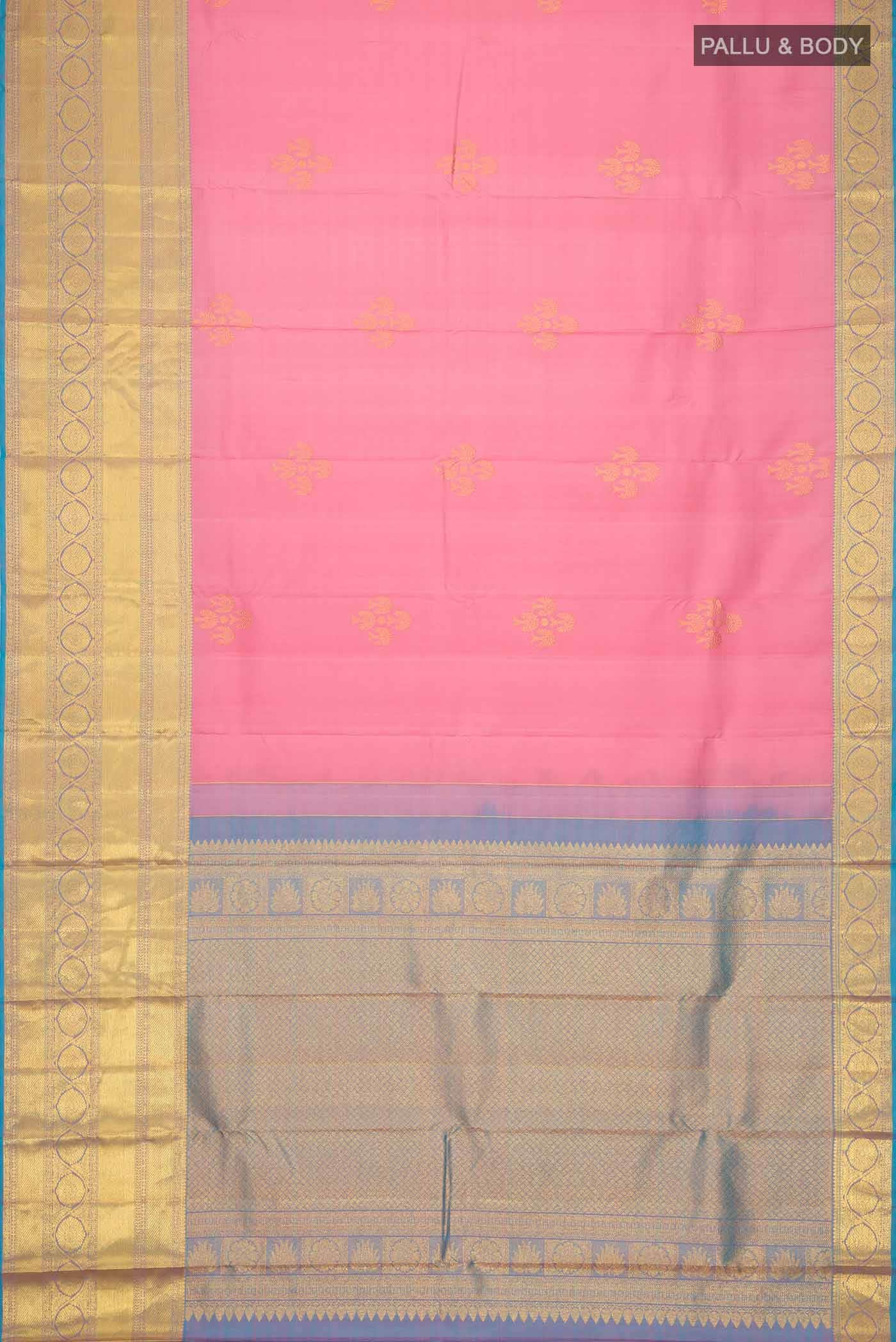 Rose pink Kanchipuram Silk Saree - Image 4