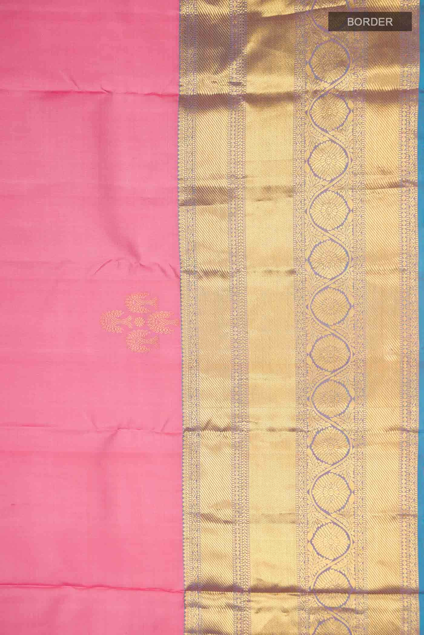 Rose pink Kanchipuram Silk Saree - Image 5