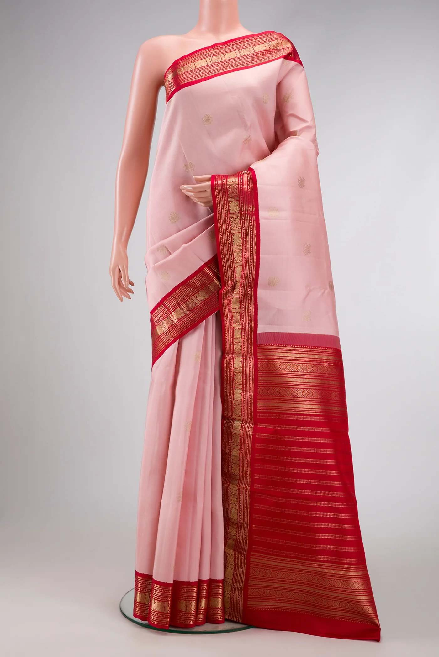 Rose pink Kanchipuram Silk Saree