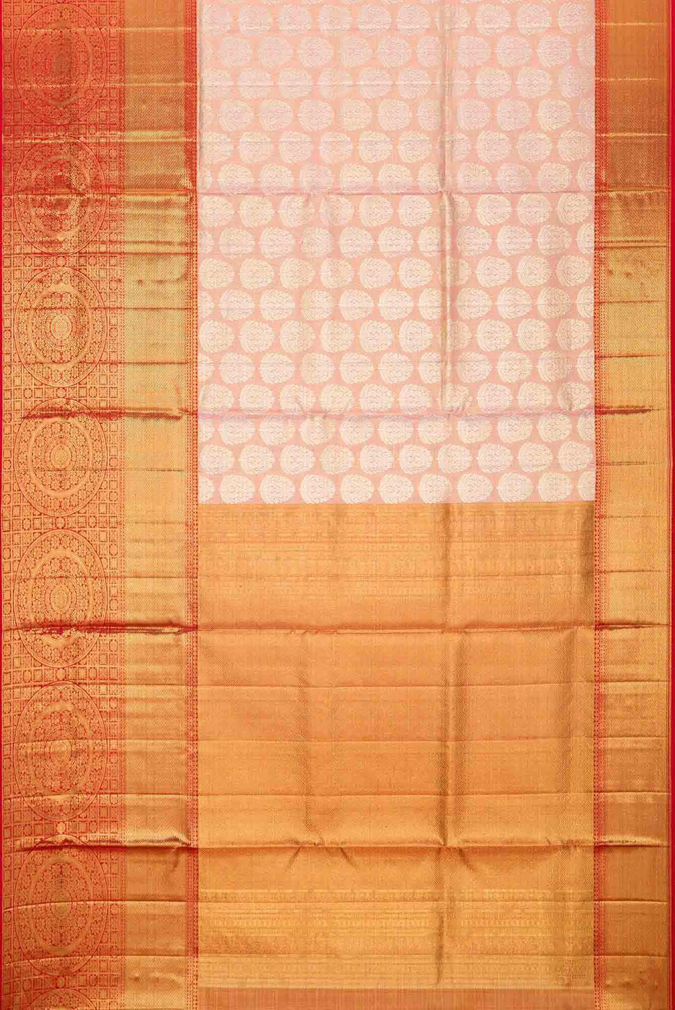 Rose pink Dual Tone Kanjivaram Tissue Silk Saree - Image 4