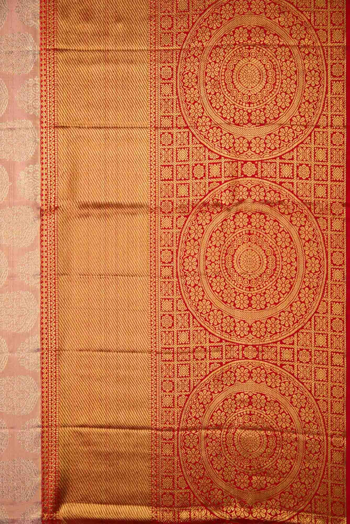 Rose pink Dual Tone Kanjivaram Tissue Silk Saree - Image 5