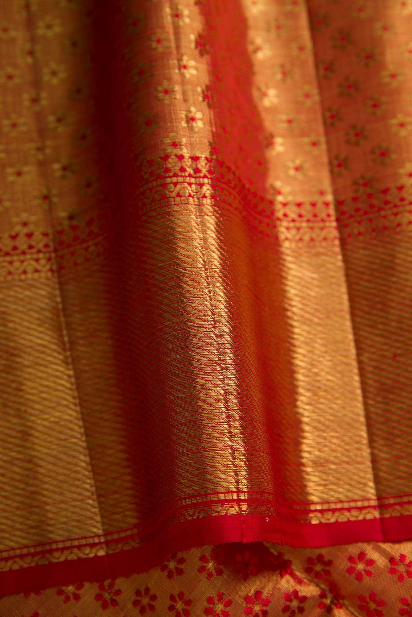 Rose pink Dual Tone Kanjivaram Tissue Silk Saree - Image 6