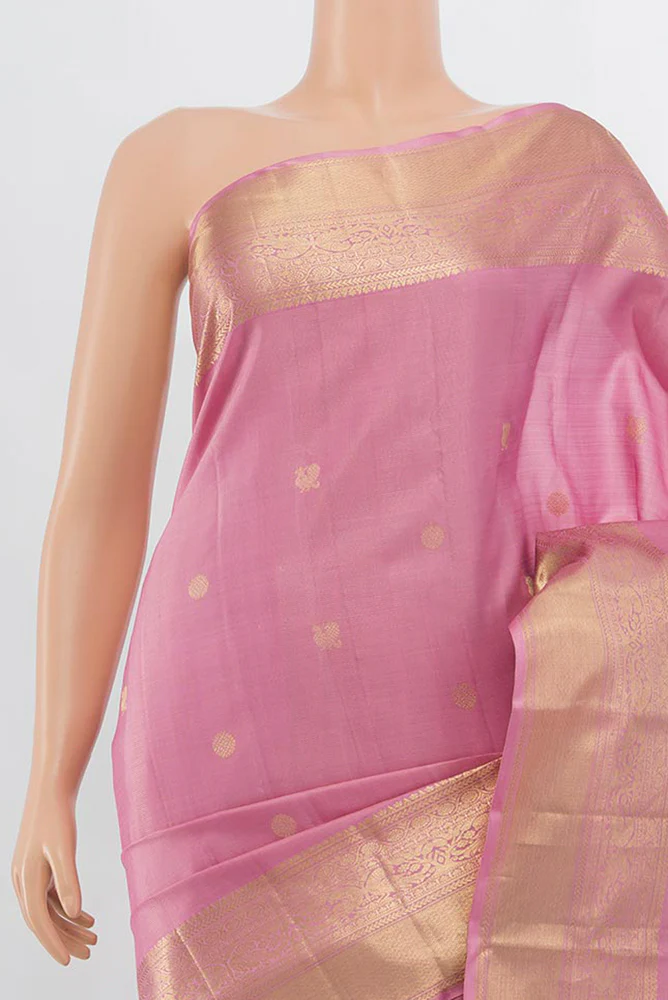 Rose pink Kanjivaram Silk Saree - Image 2