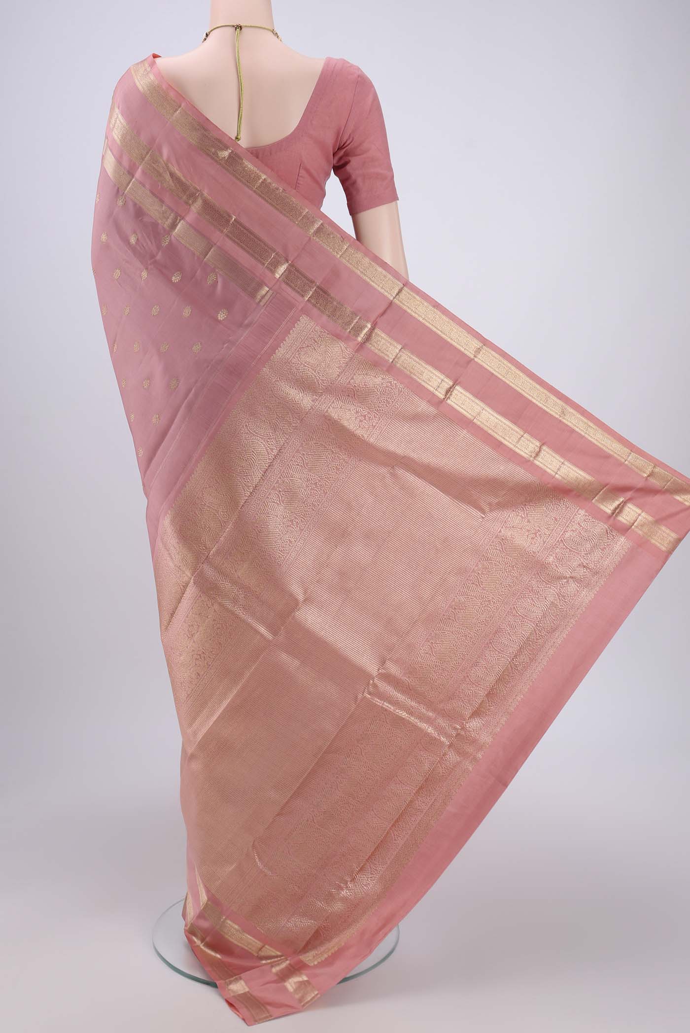 Rose pink Kanjivaram Silk Saree - Image 3